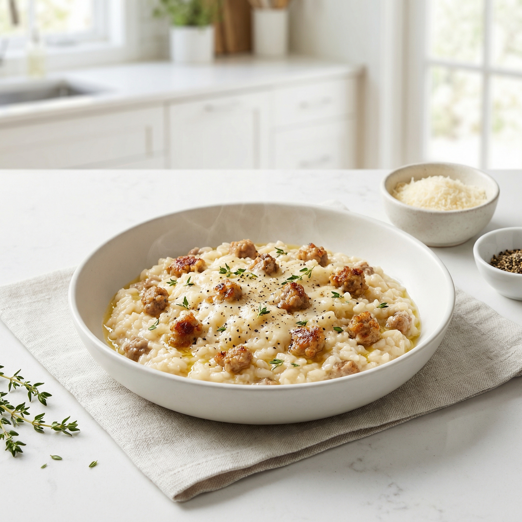 Italian Sausage Risotto with Parmesan and Thyme