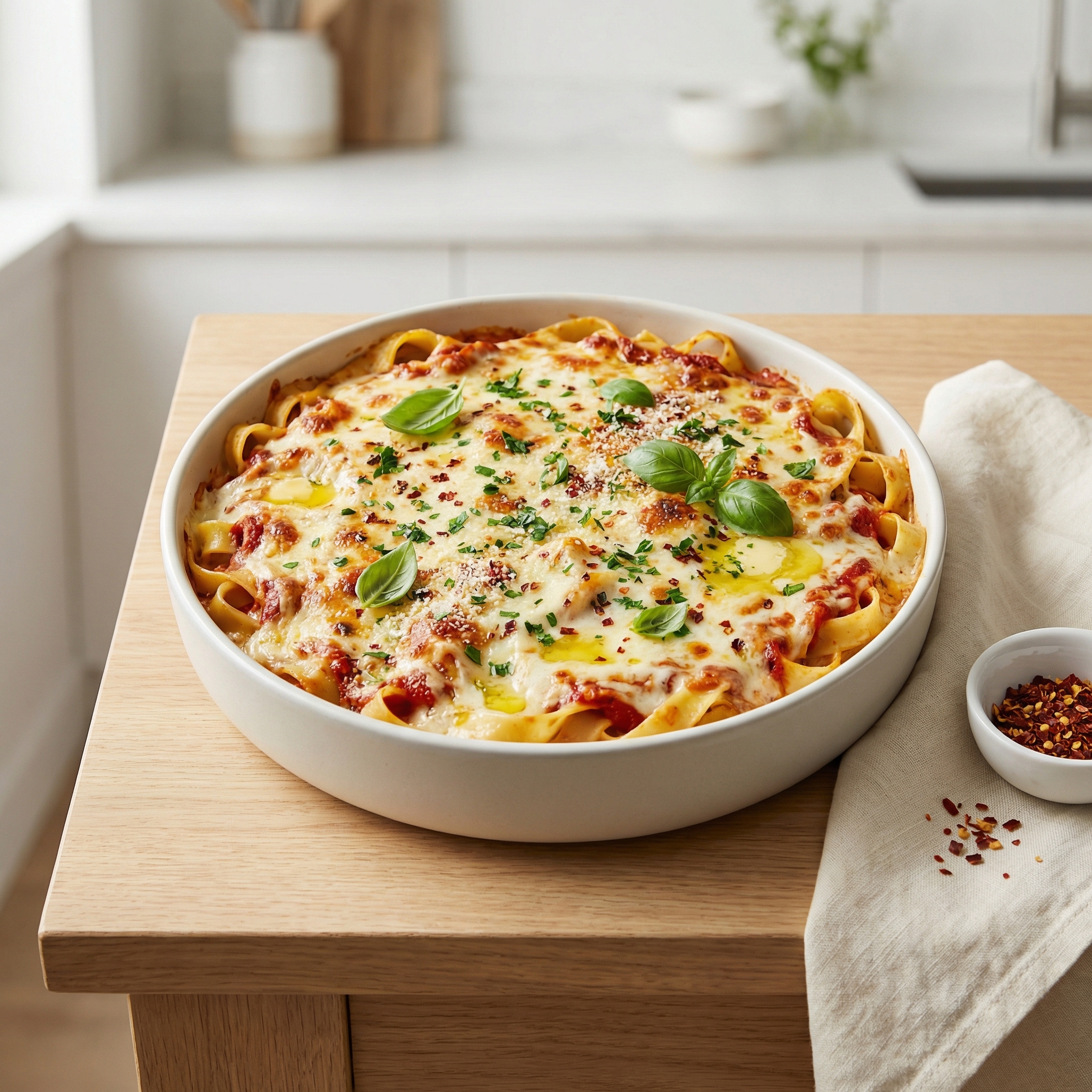 Alfredo Marinara Pasta Bake