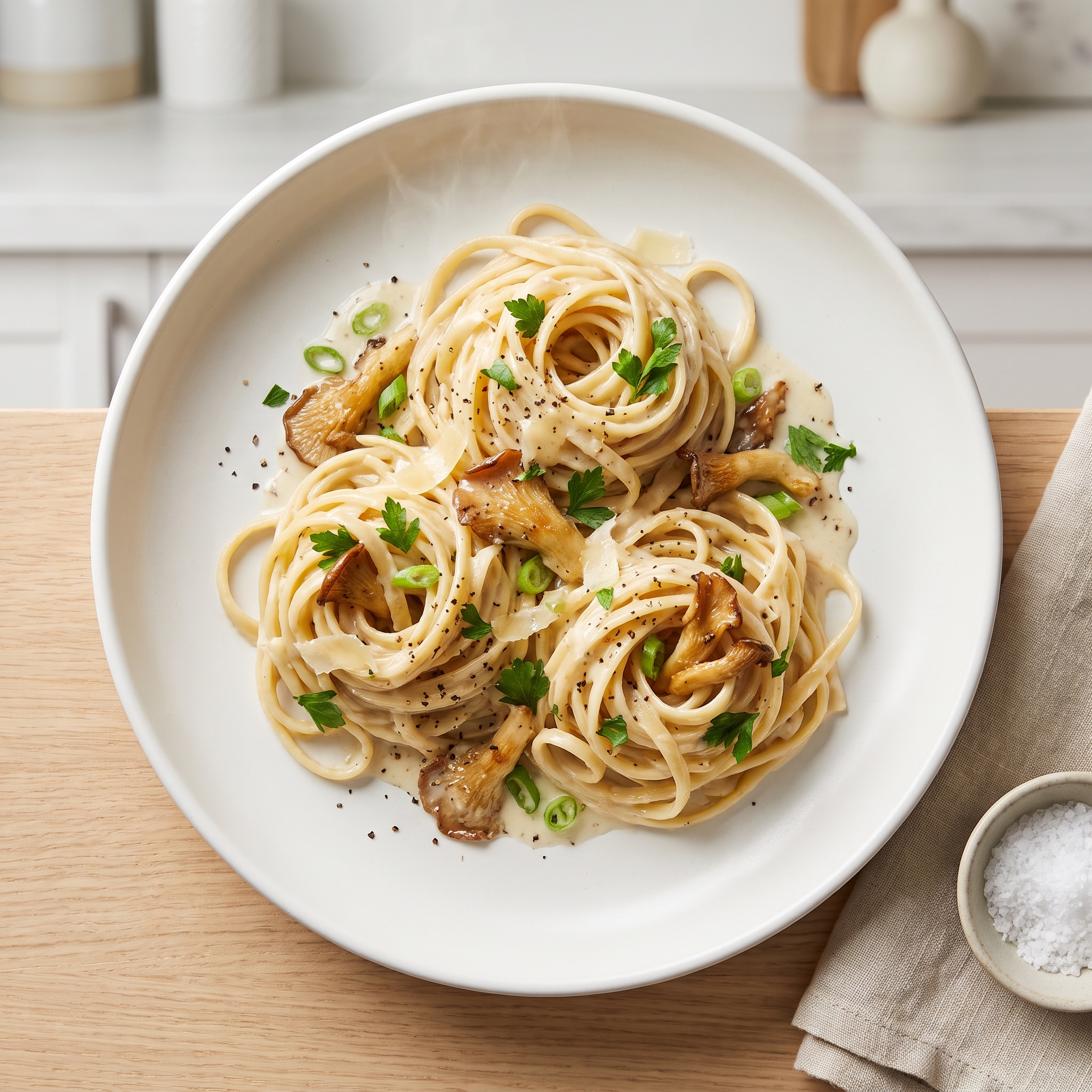 Creamy Oyster Mushroom Linguine