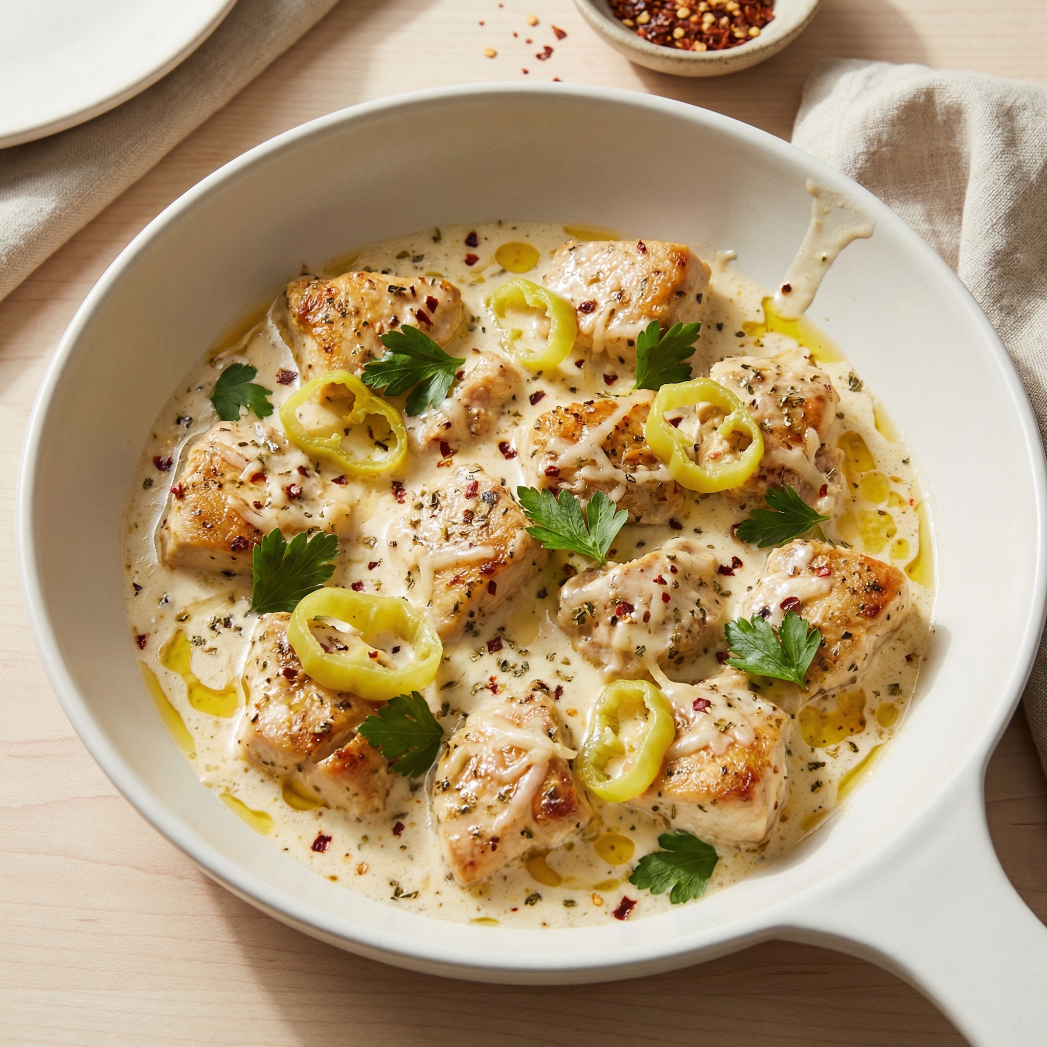 Creamy Chicken with Pepperoncini and Parmesan