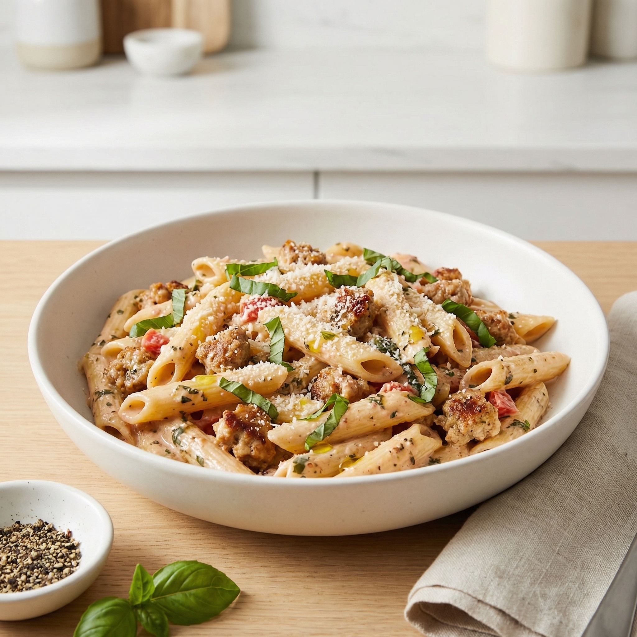 Brian's Pesto Tomato Chicken Sausage Penne