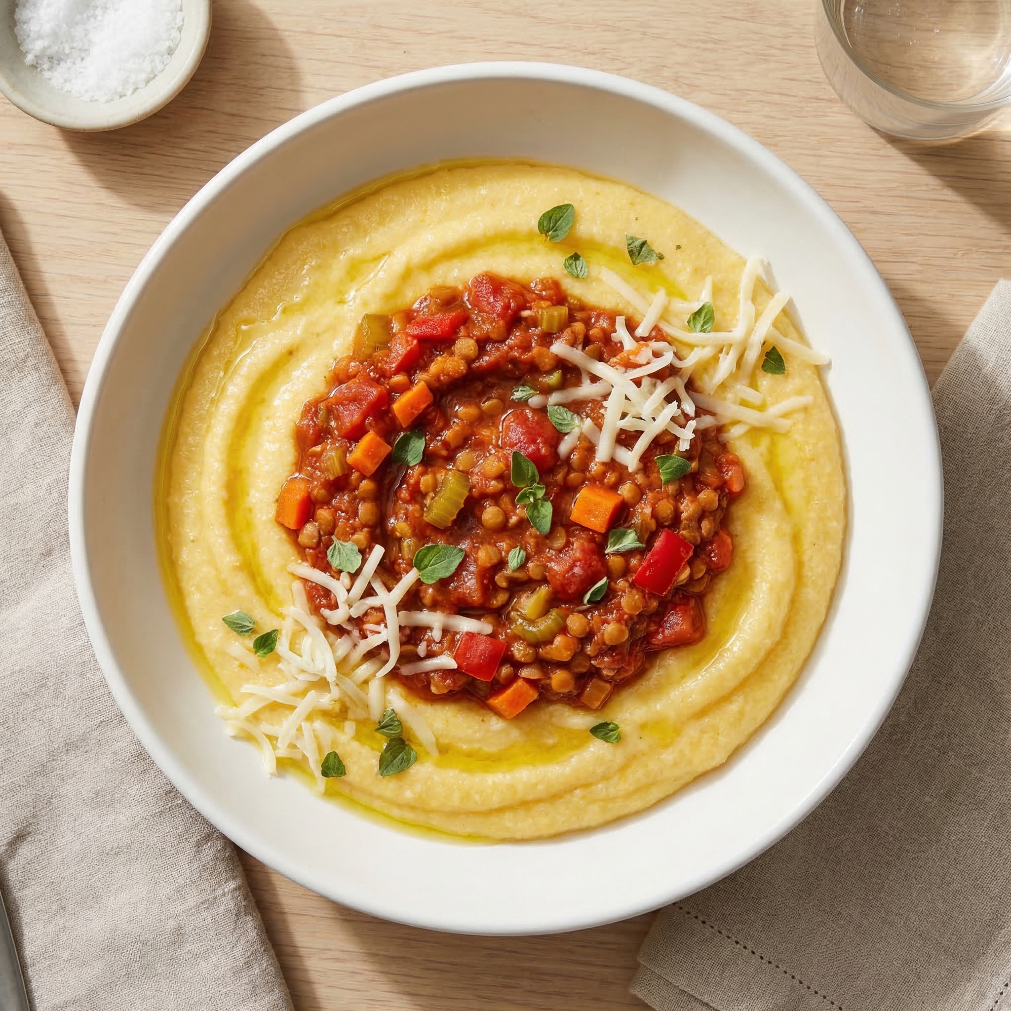 Plant-Based Polenta with Lentil-TVP Ragù