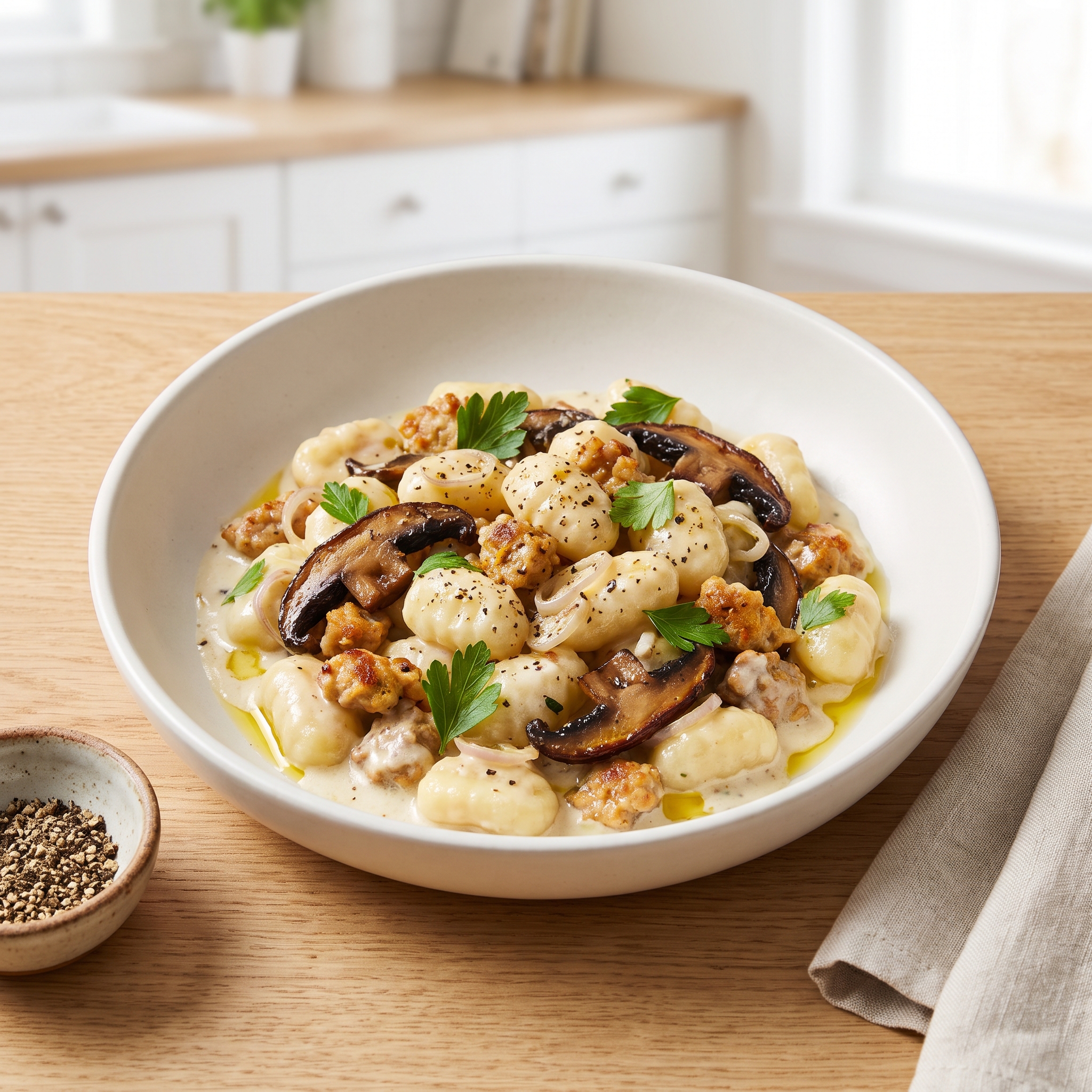 Creamy Sausage and Mushroom Gnocchi Skillet