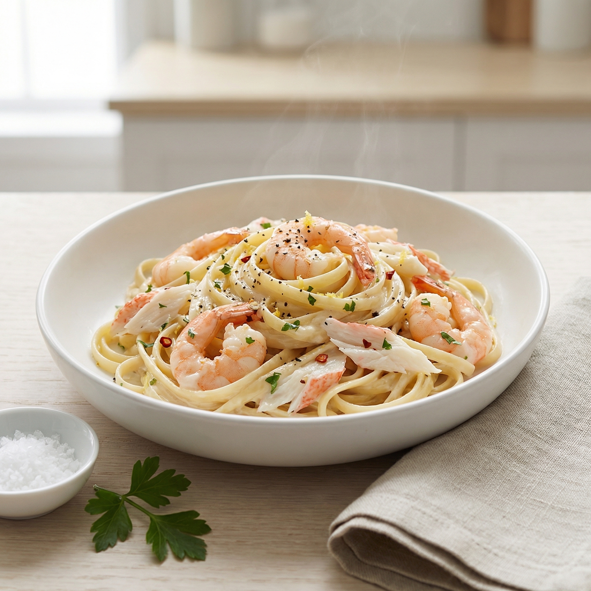 Creamy Seafood Linguine Pasta