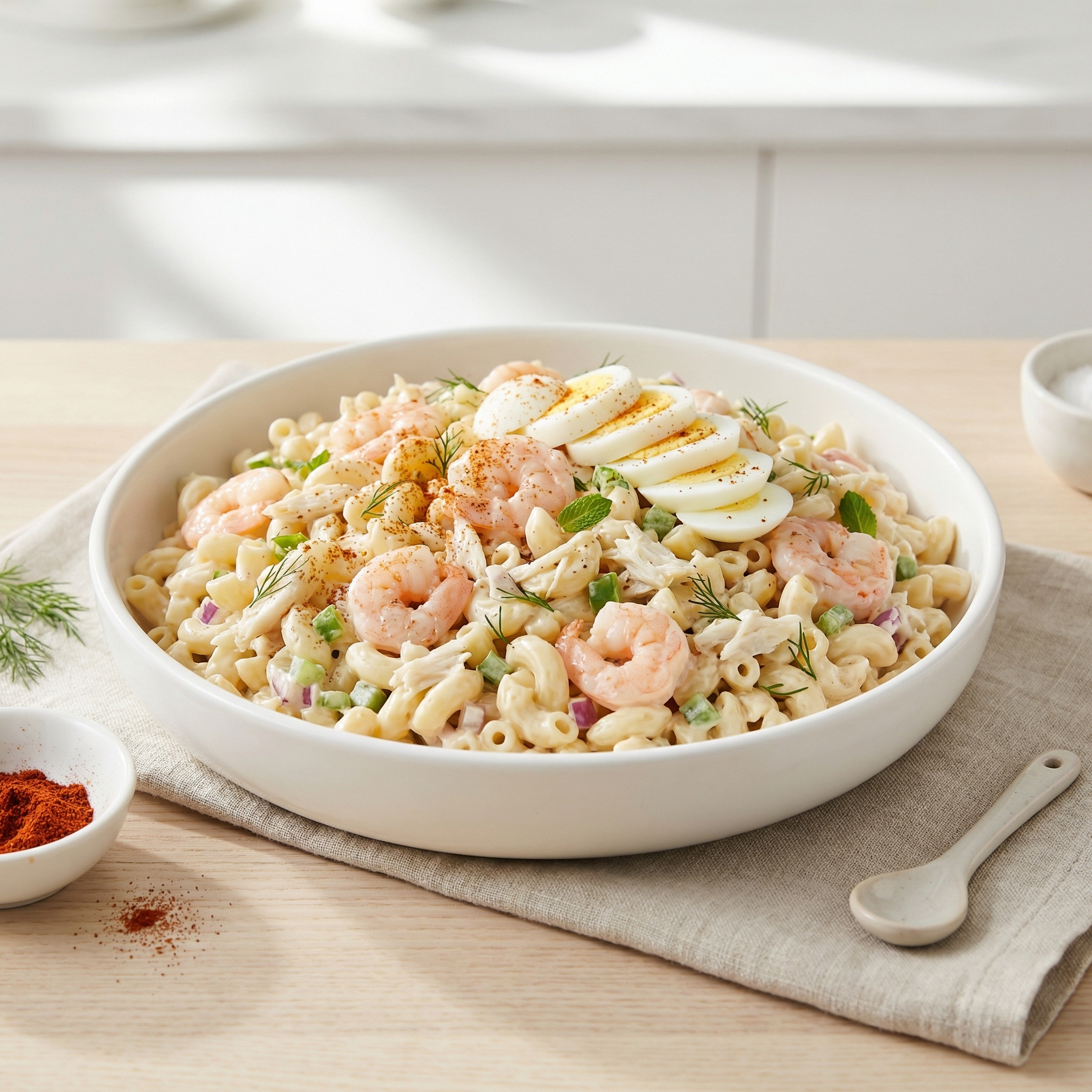 Seafood Macaroni Salad with Shrimp and Crab