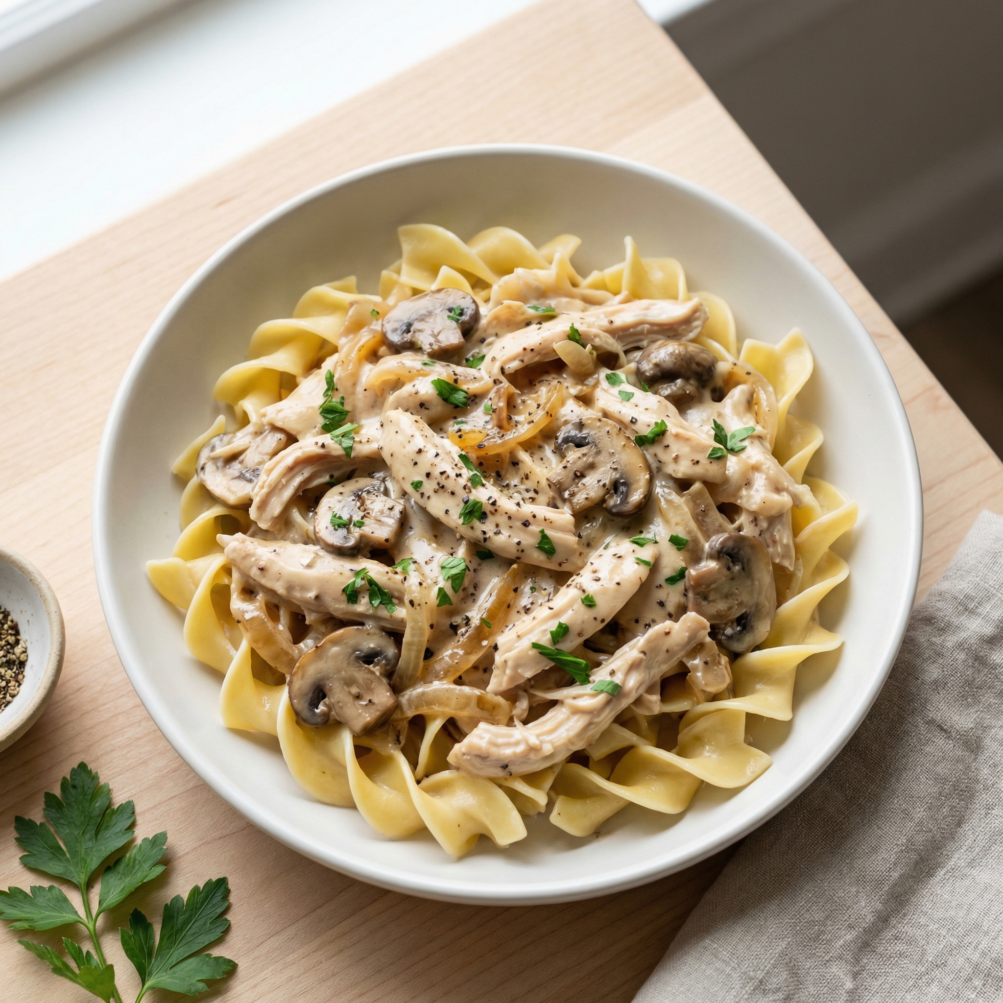 Slow Cooker Chicken Stroganoff