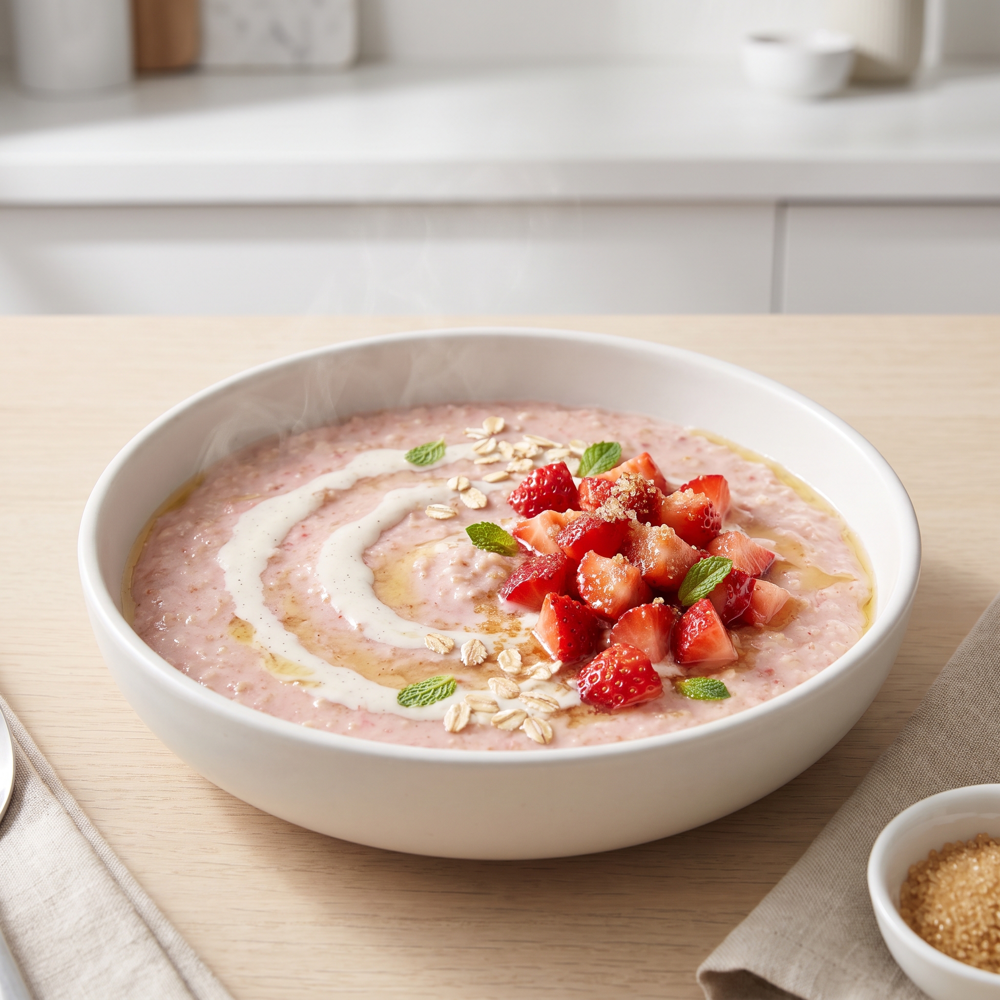 Creamy Strawberry Oatmeal with Vanilla