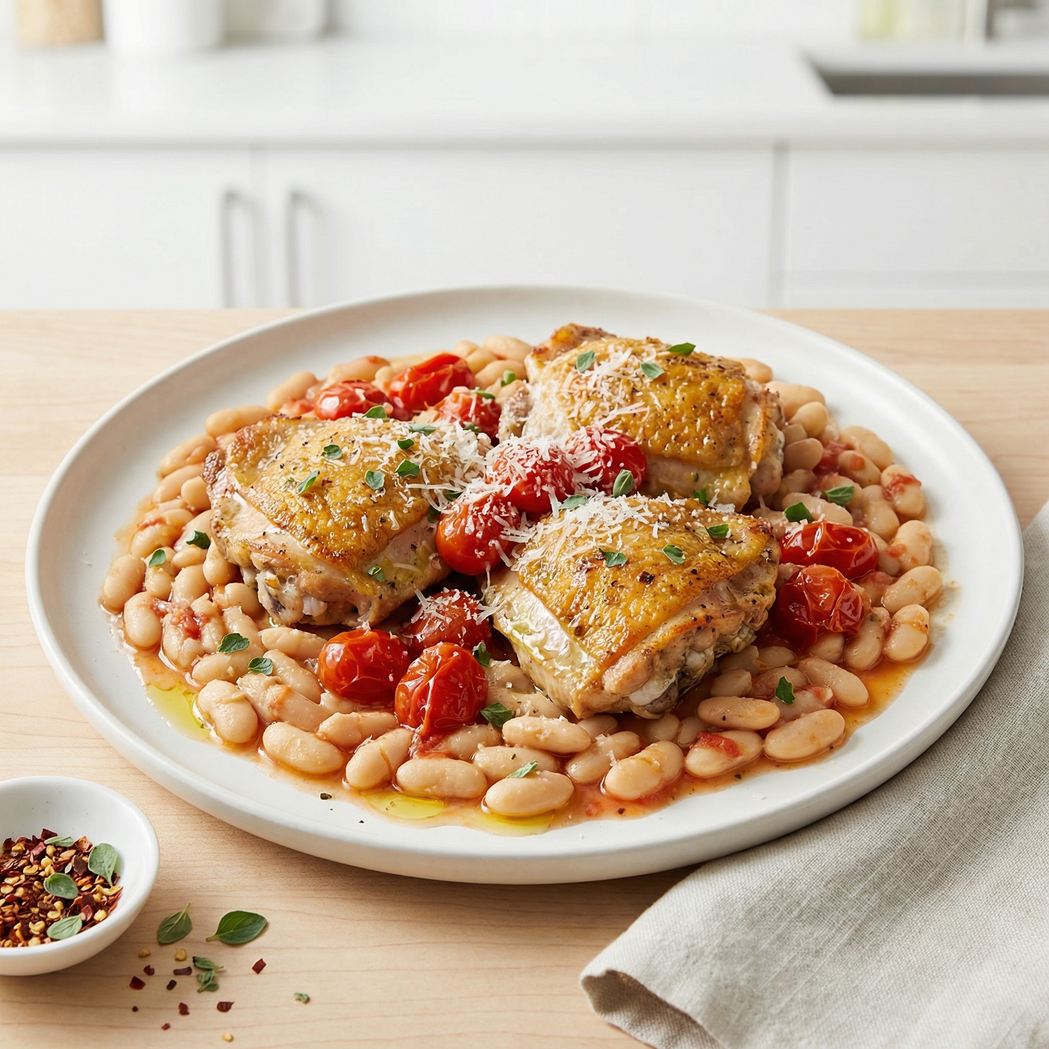 Tomato-Braised Chicken Thighs with Cannellini Beans