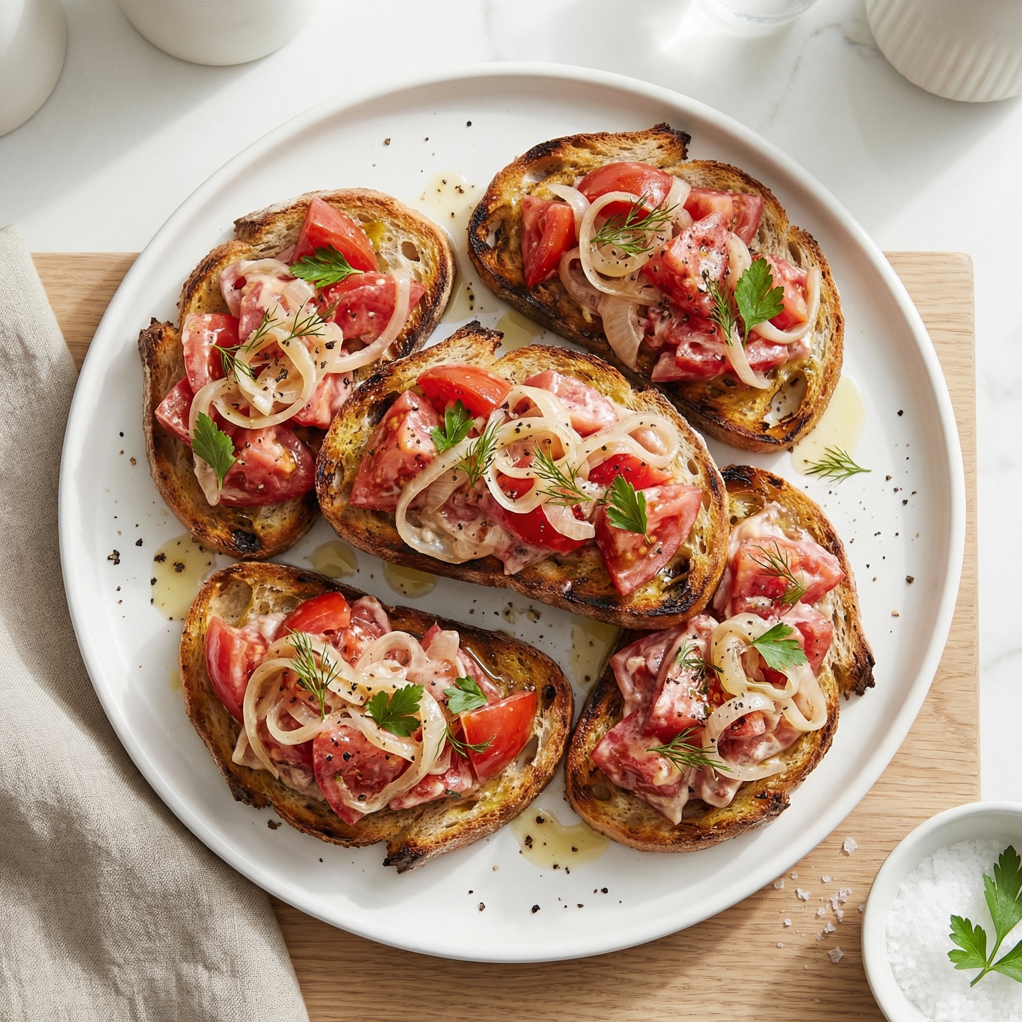 Russian Tomato Salad Bruschetta