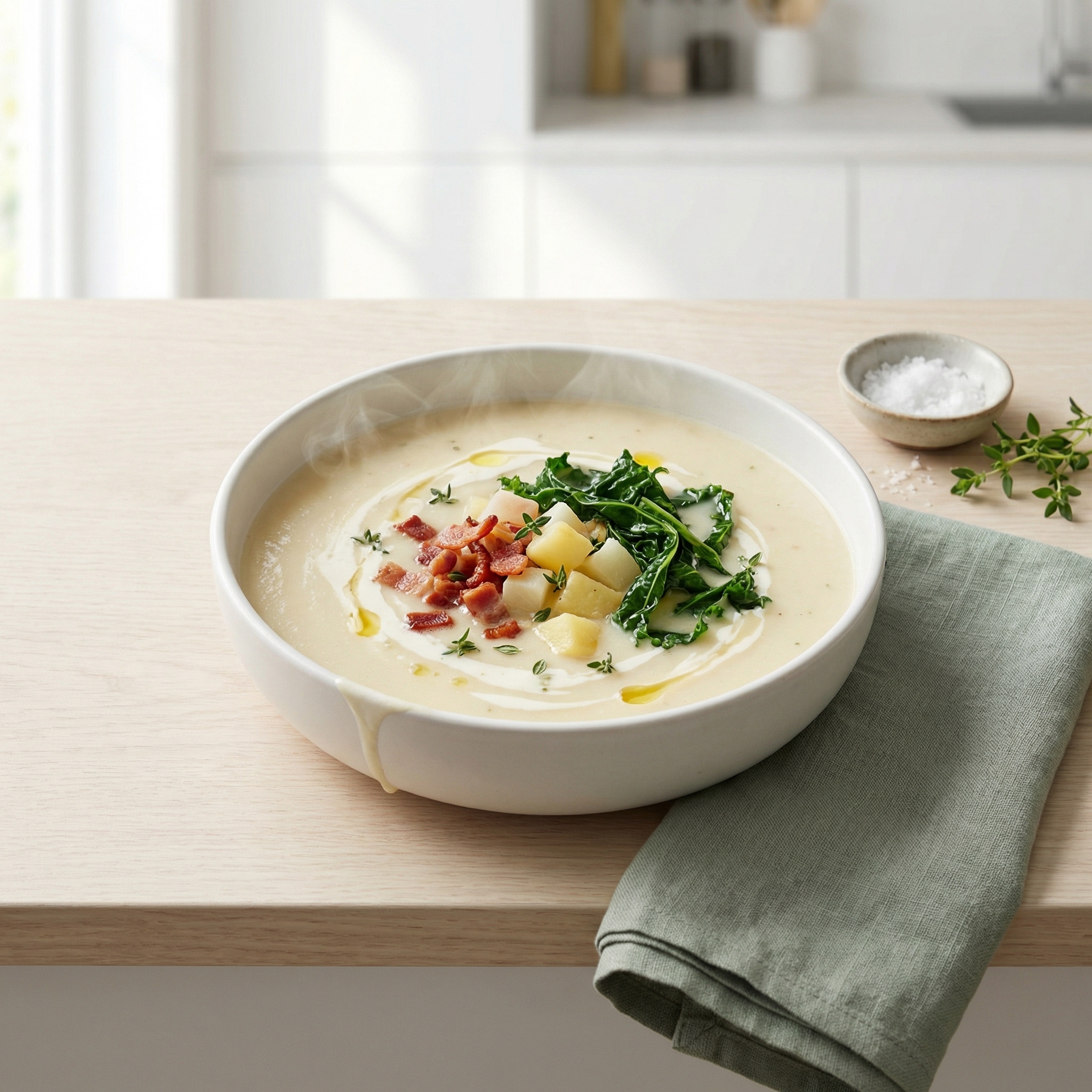 Creamy Turnip–Potato Bacon Soup