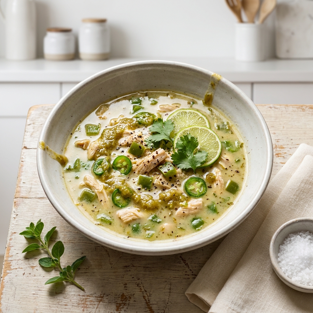 Creamy White Chicken Chili with Salsa Verde