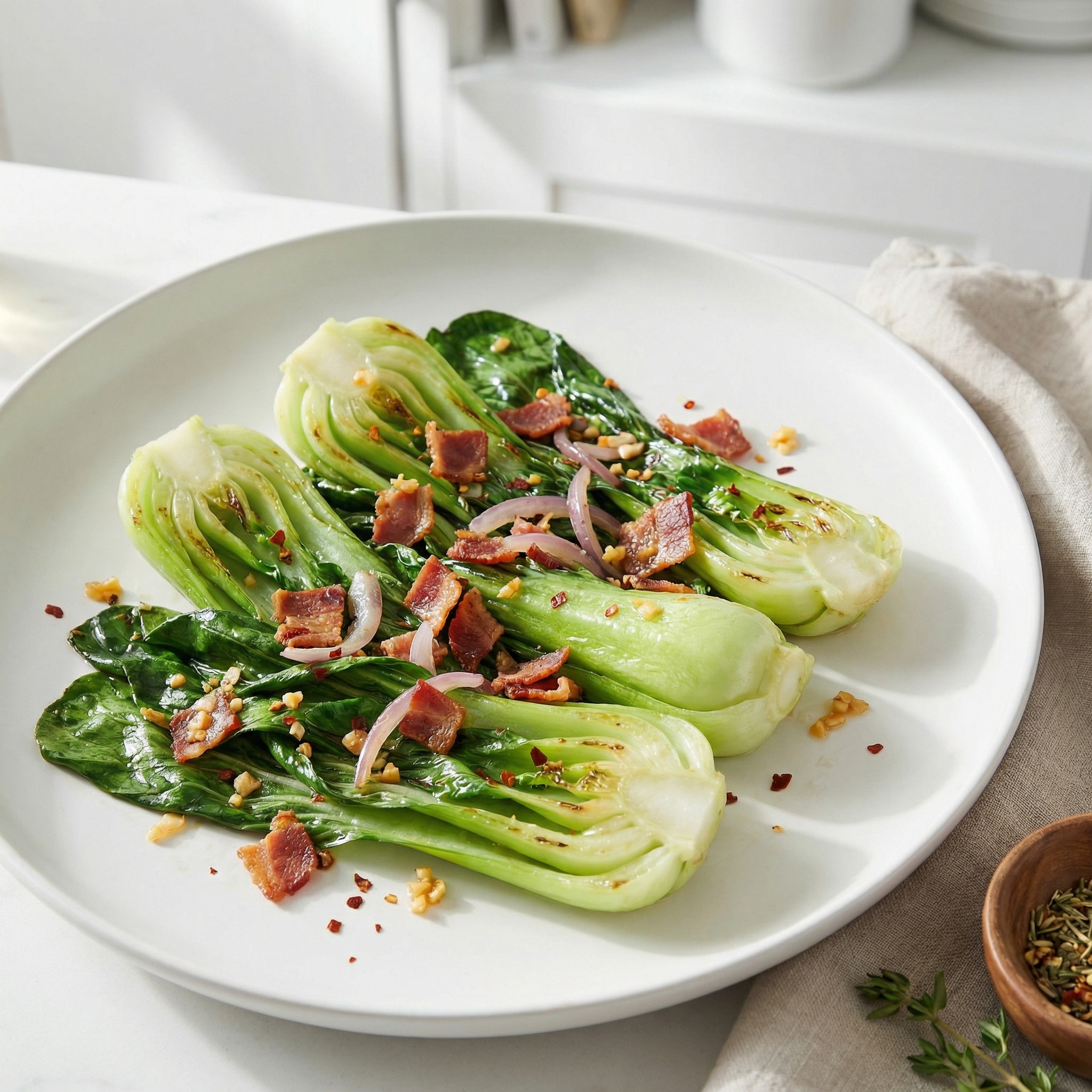 Bok Choy with Crispy Bacon