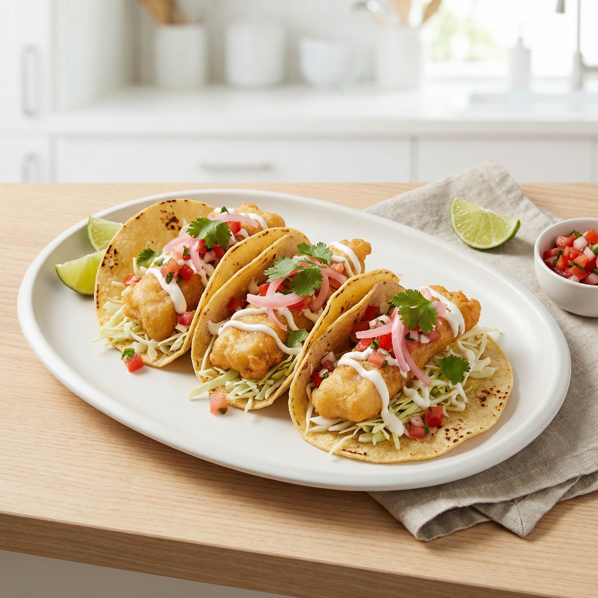 Baja-Inspired Beer-Battered Fish Tacos
