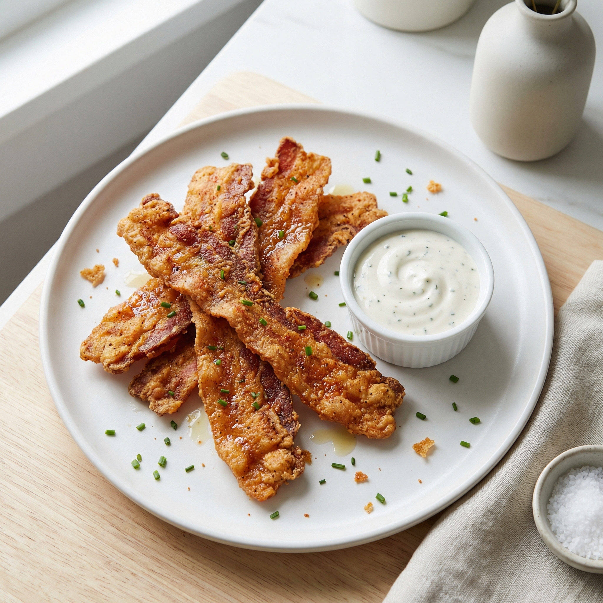 Crispy Chicken-Fried Bacon Strips