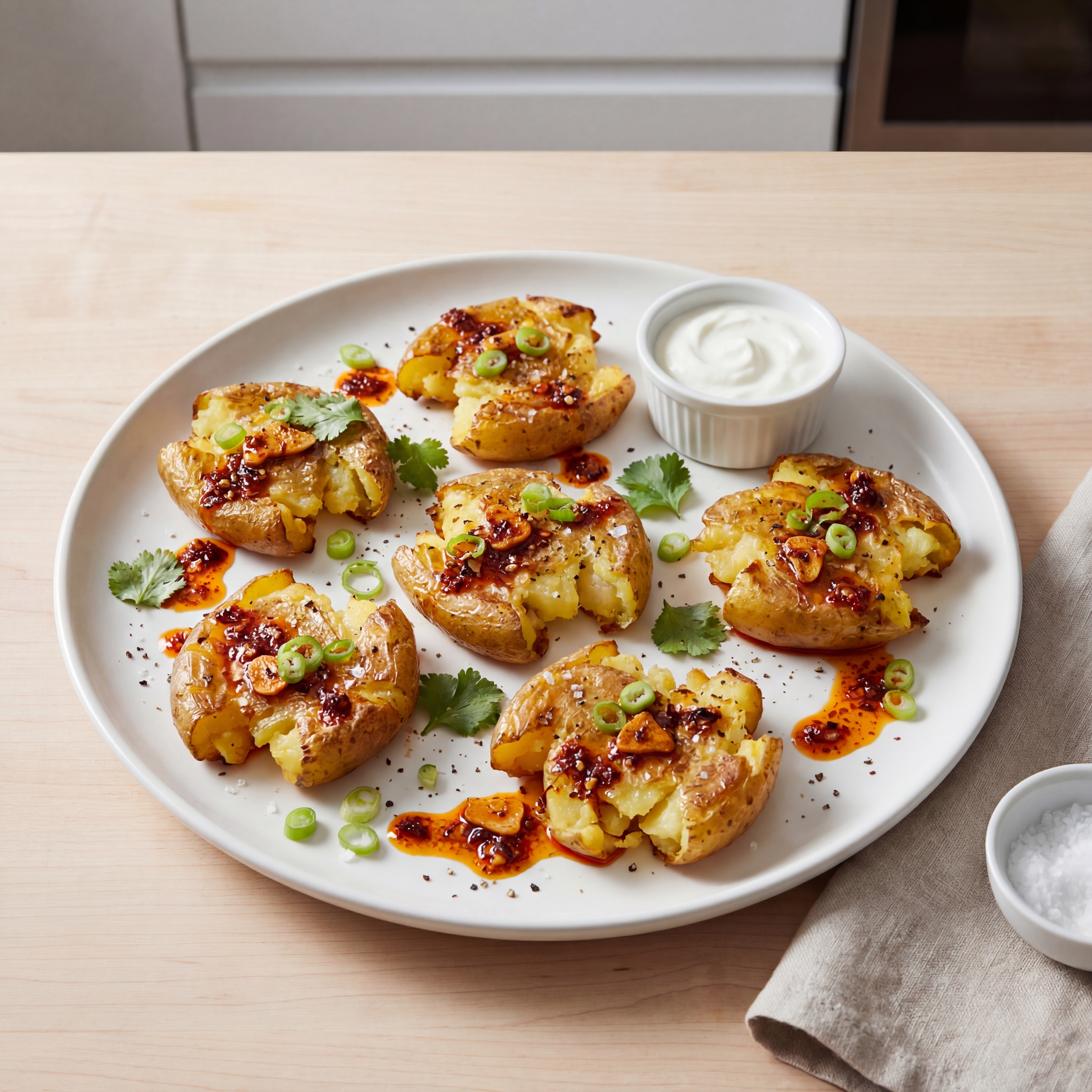 Chili Oil Smashed Potatoes