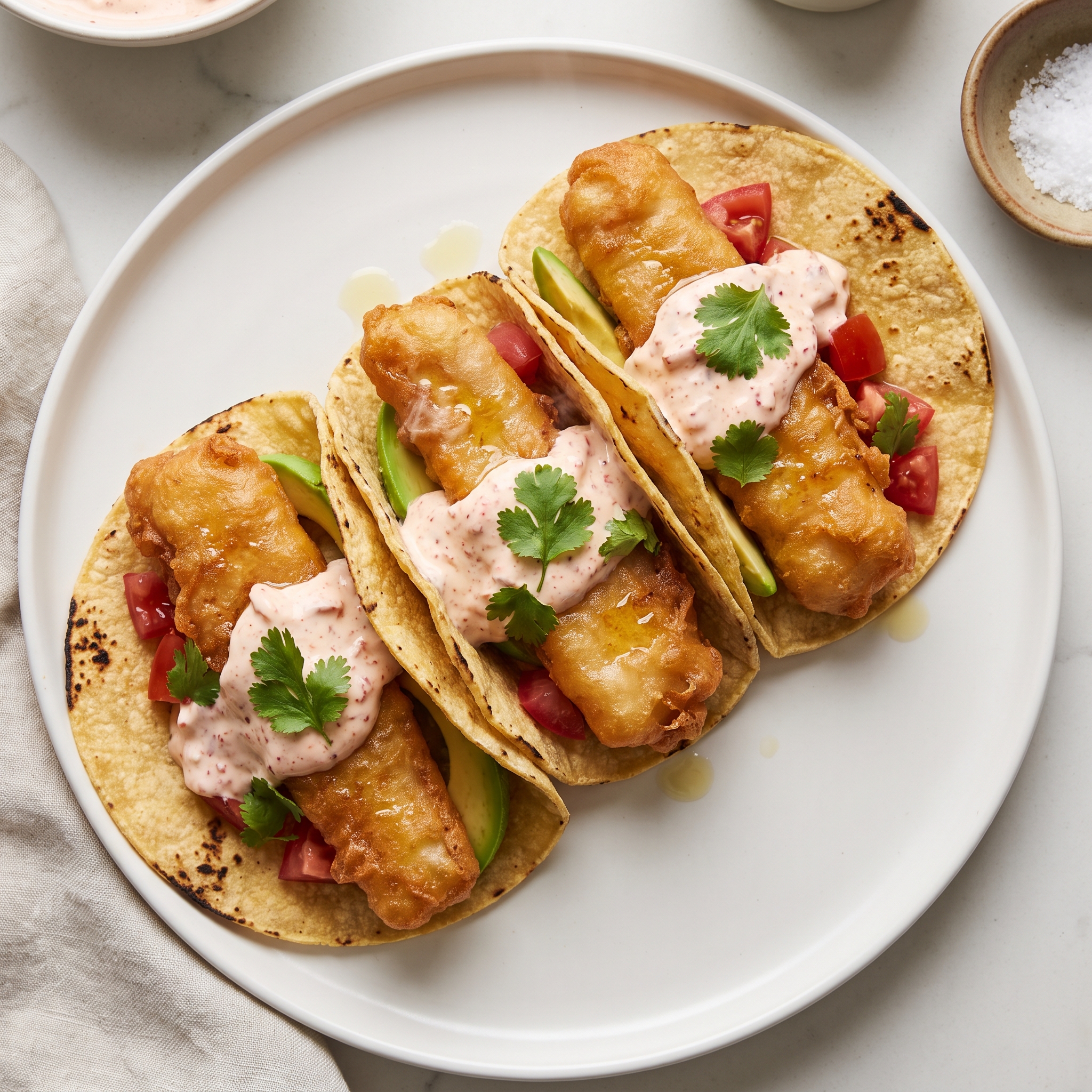 Crispy Fish Tacos with Creamy Slaw