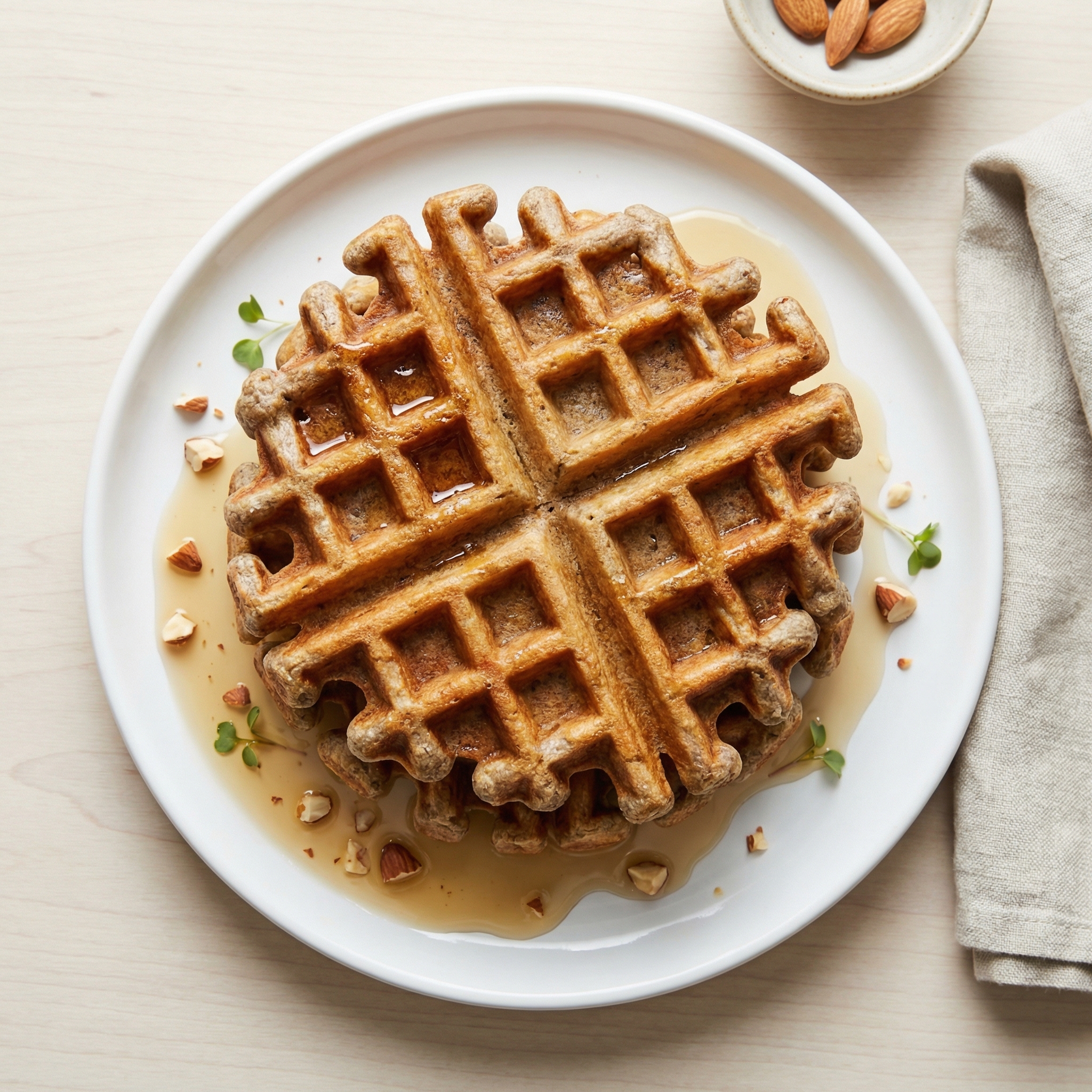 Crispy Gluten-Free Buckwheat-Almond Waffles