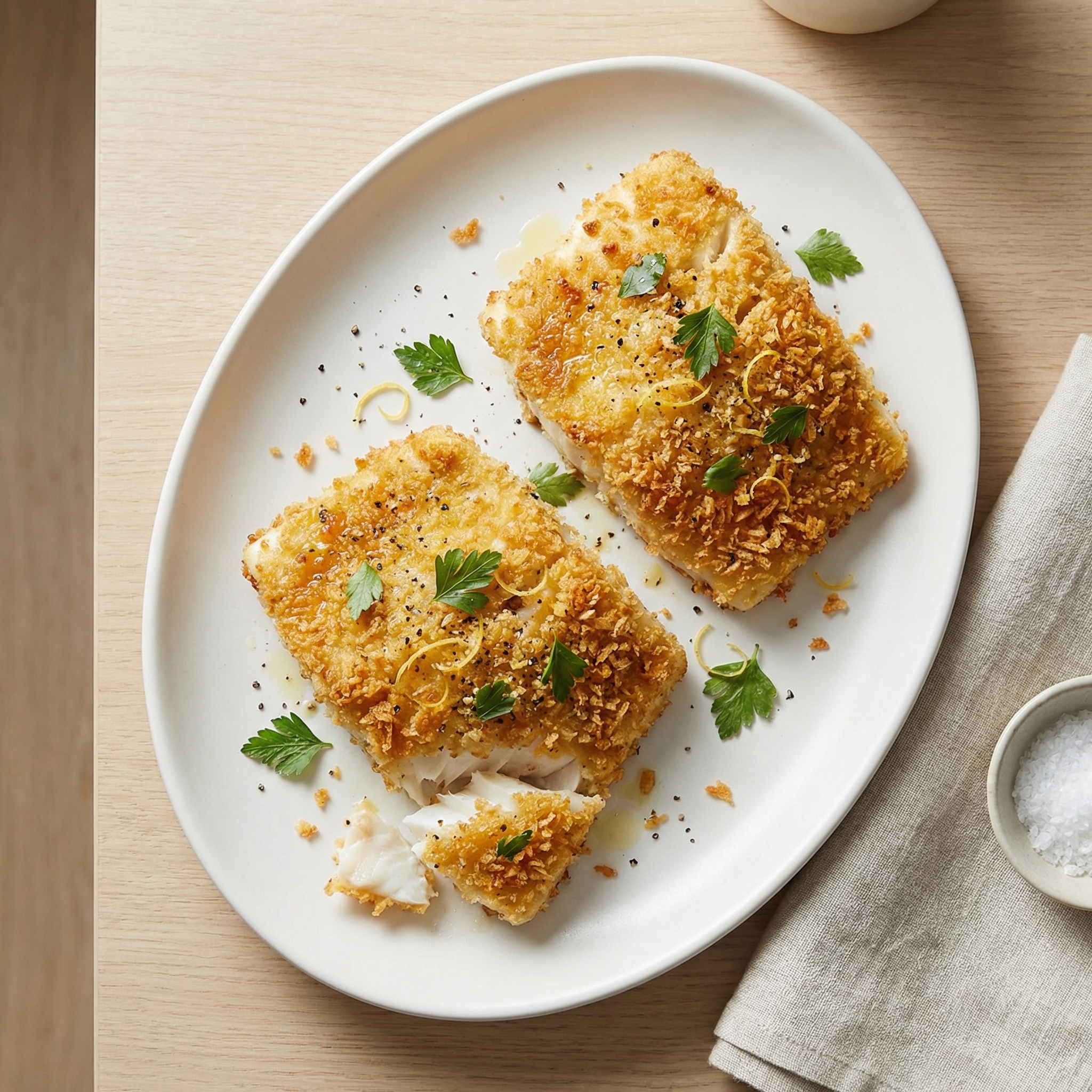 Oven-Roasted Halibut with Crunchy Panko Crust