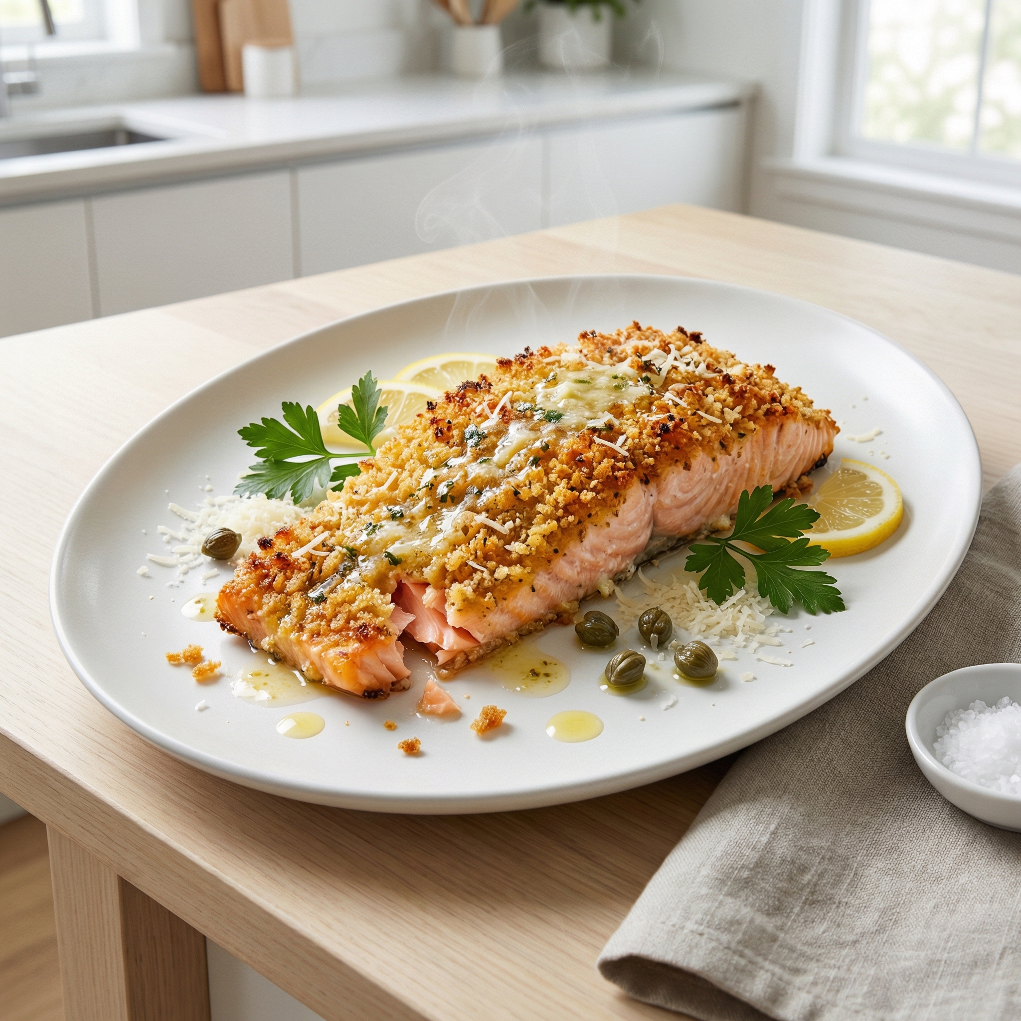 Crispy Panko-Parmesan Crusted Salmon