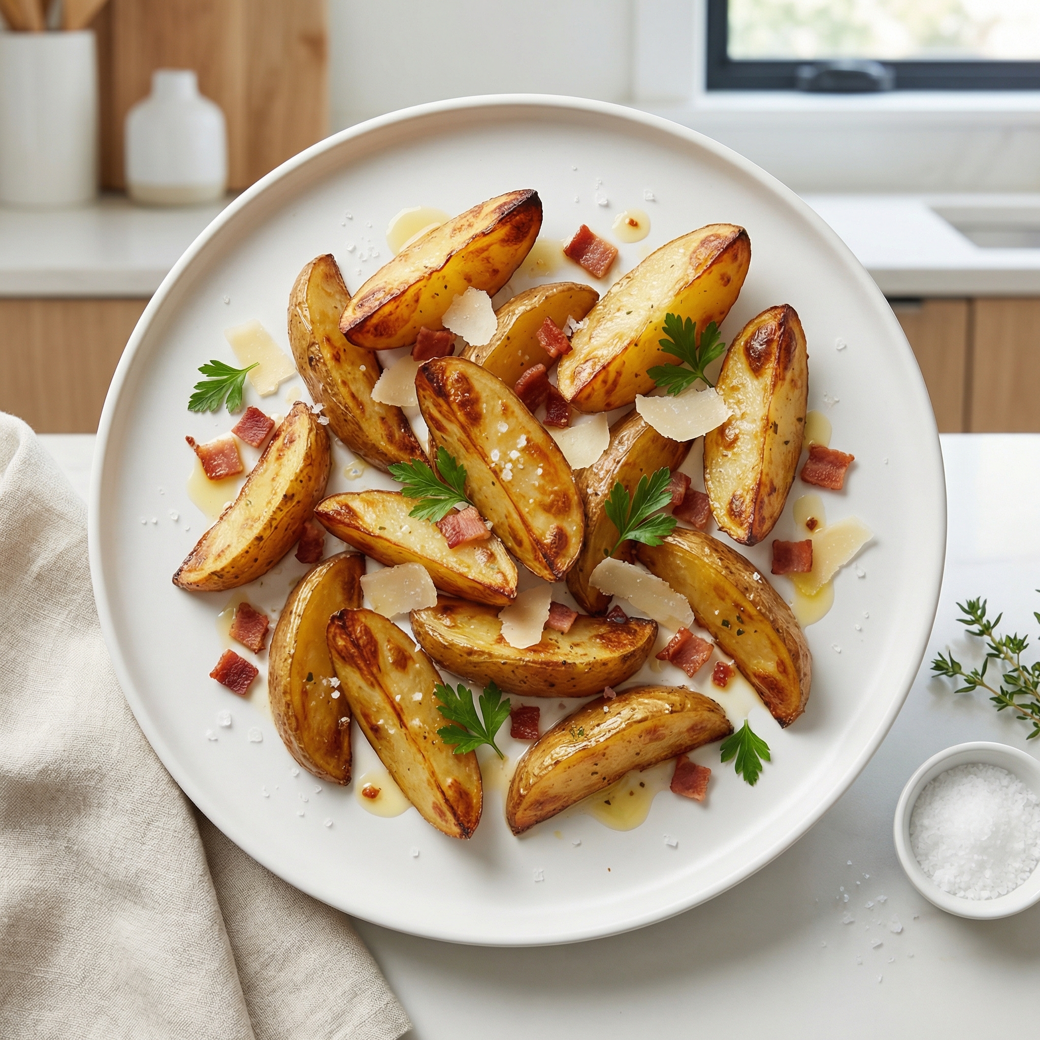 Roasted Potatoes with Bacon, Cheese, and Parsley