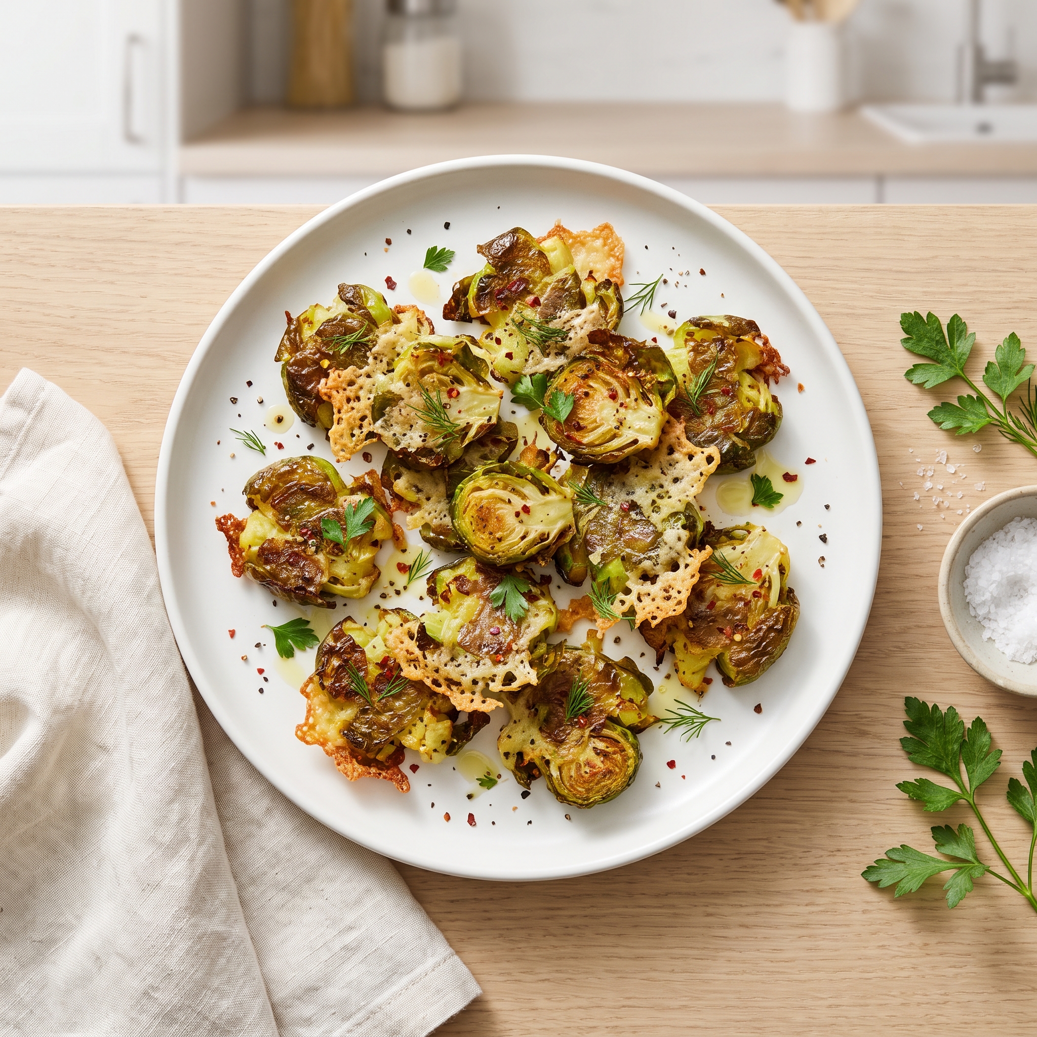 Crispy Smashed Brussels Sprouts with Parmesan