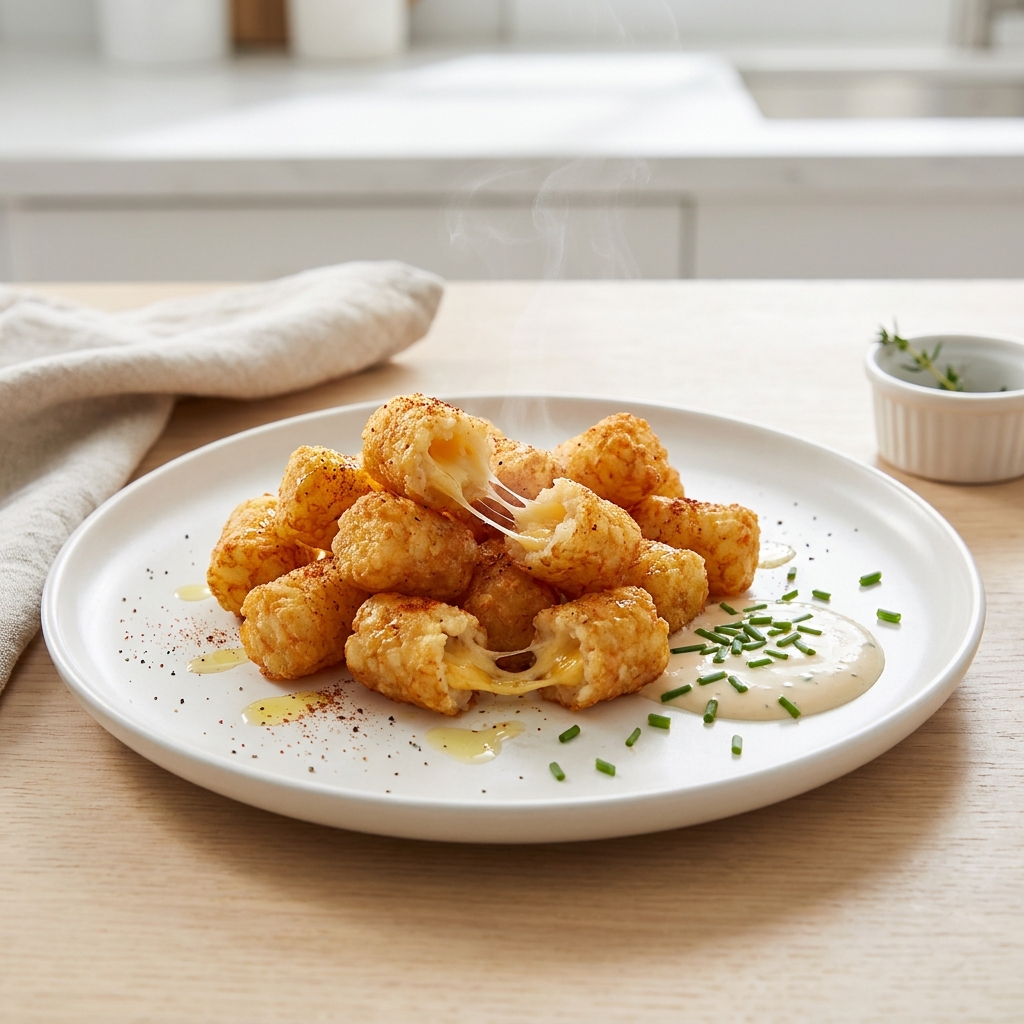 Crispy Tater Tots with Melty Cheese Centers