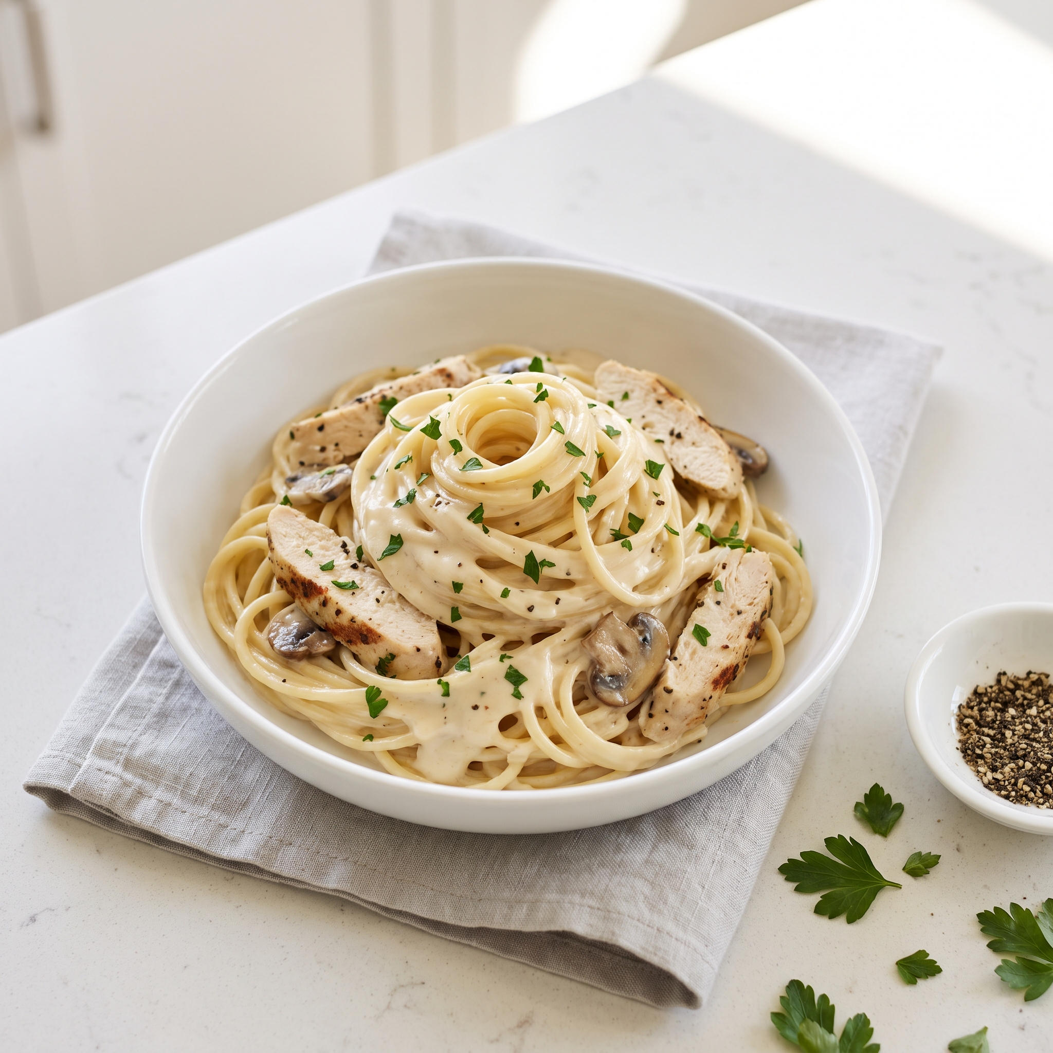 Crockpot Italian Chicken Alfredo Pasta