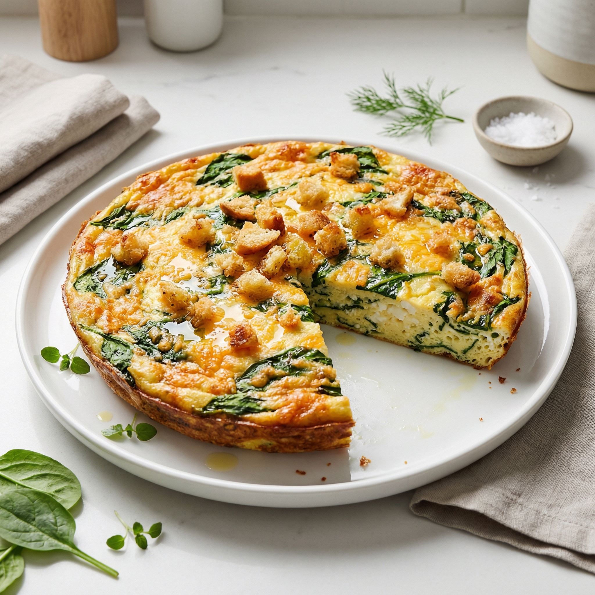 Spinach Quiche with Cottage Cheese
