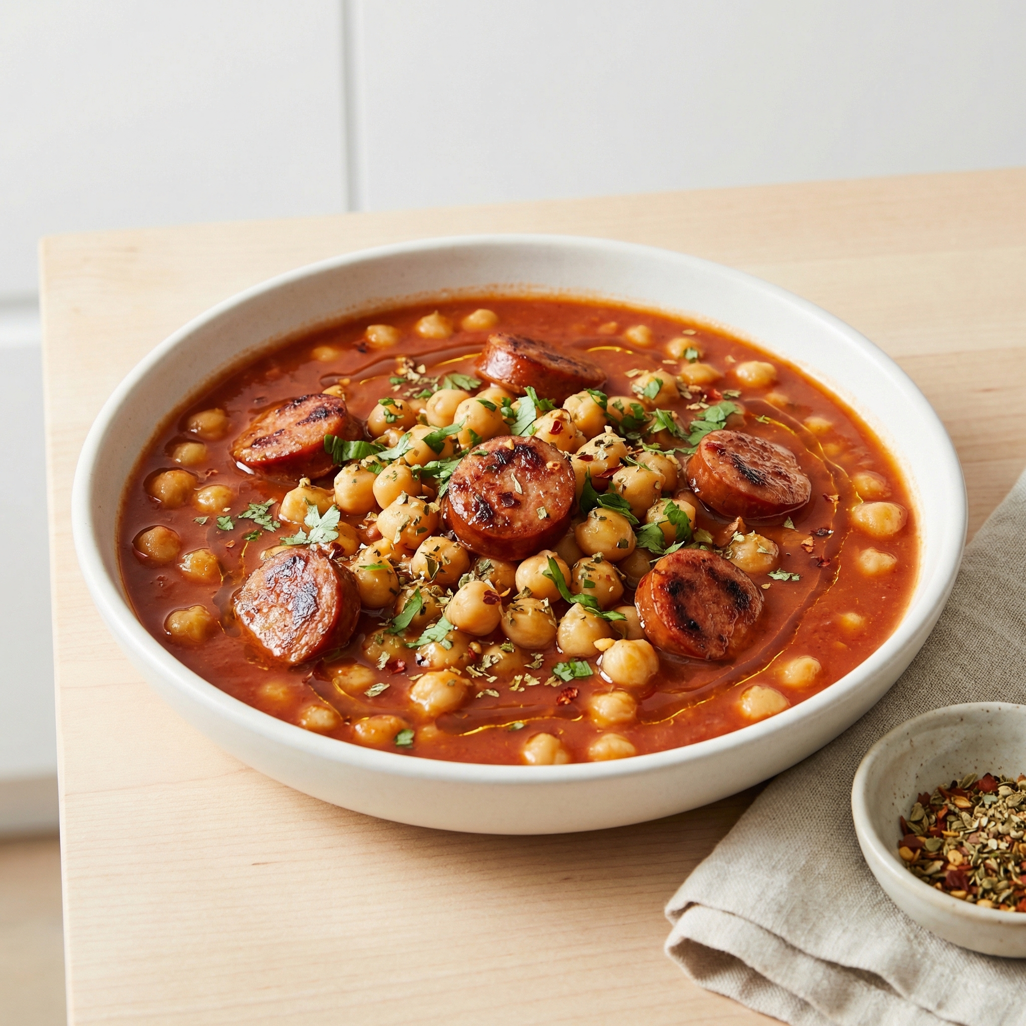 Cuban-Style Chickpeas with Smoked Sausage