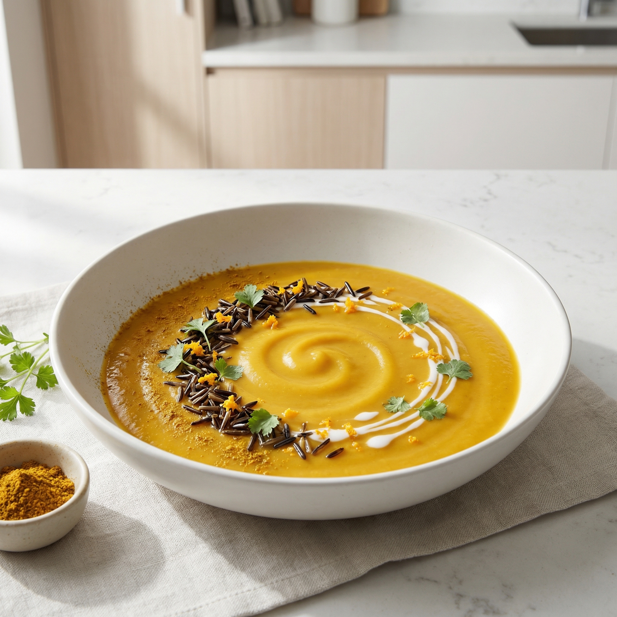 Butternut Squash and Wild Rice Curry Soup