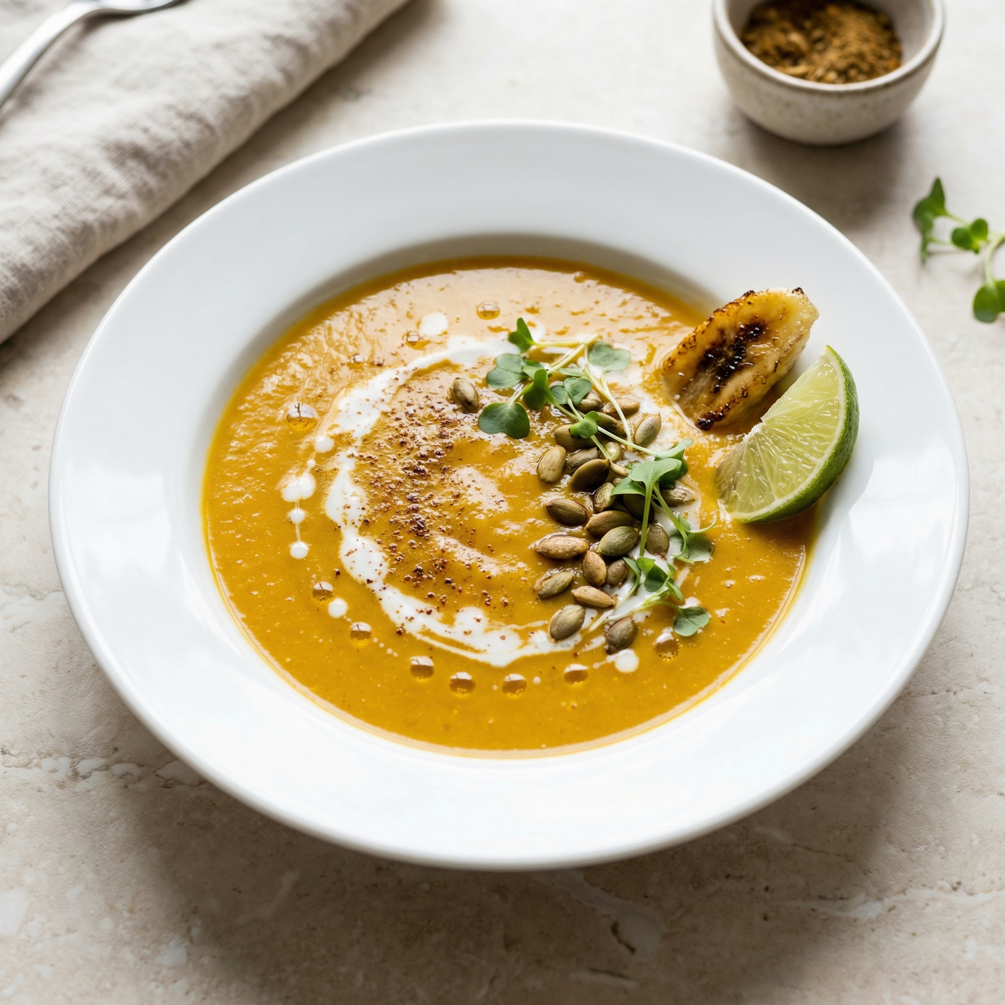 South African Pumpkin Soup with Banana and Curry