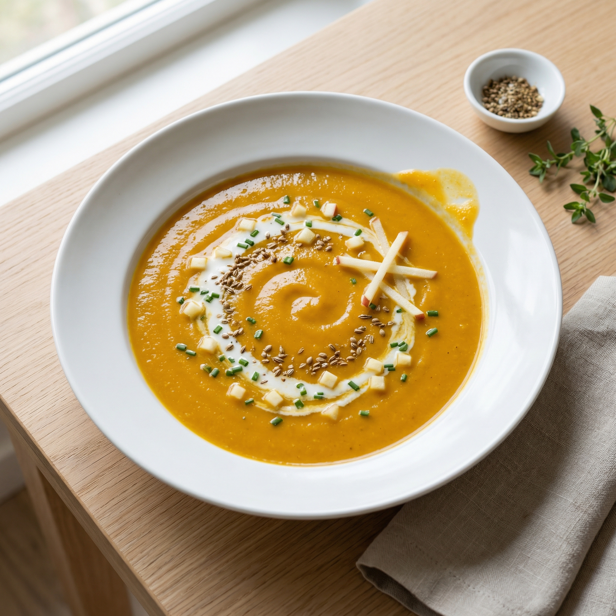 Pumpkin Curry Soup with Macintosh Apples