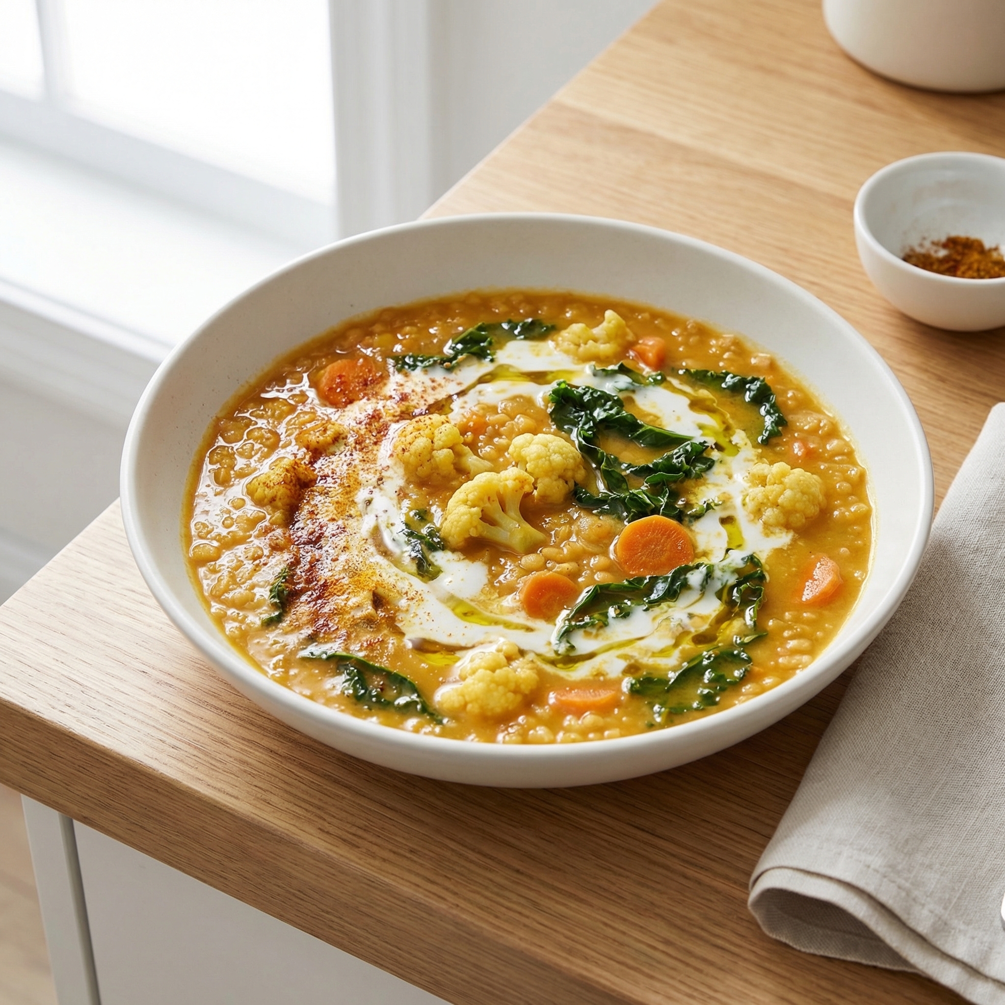 Curried Red Lentil and Cauliflower Soup