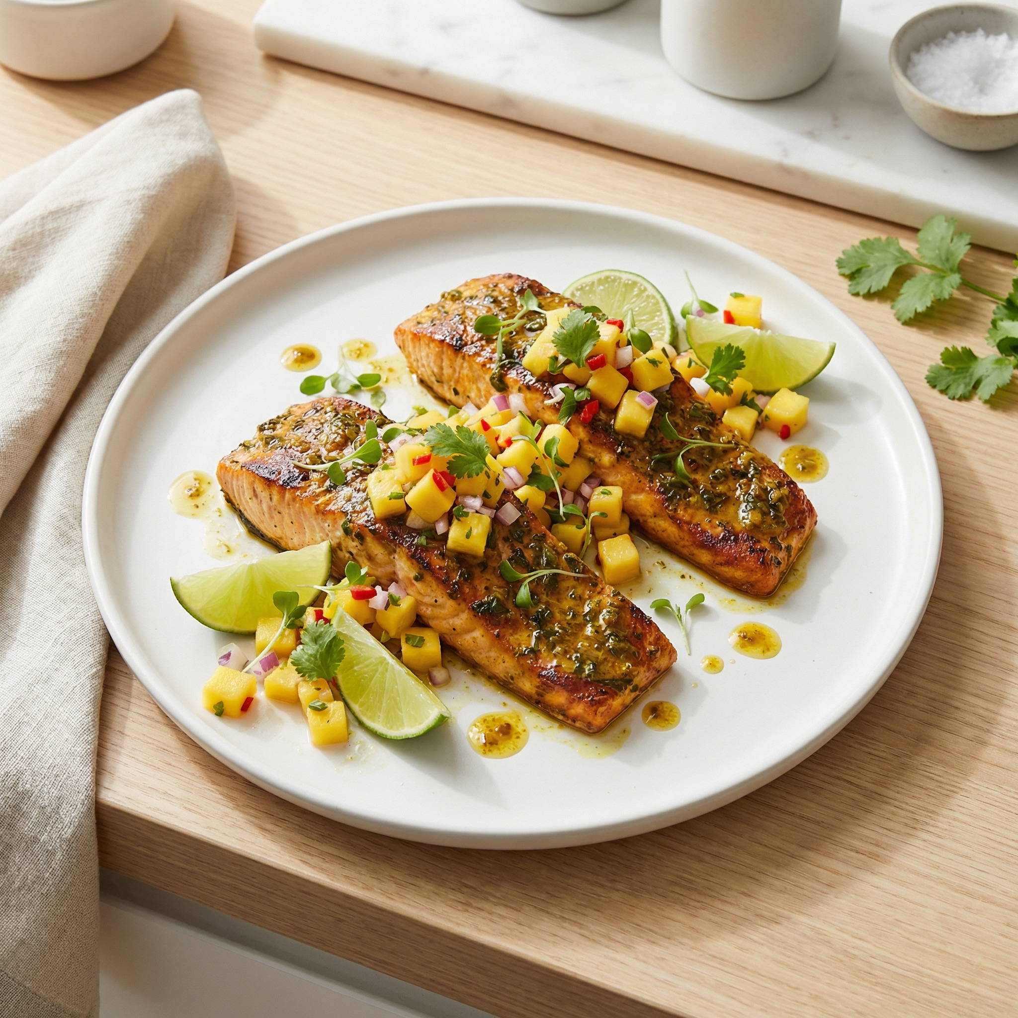 Curry Salmon with Mango