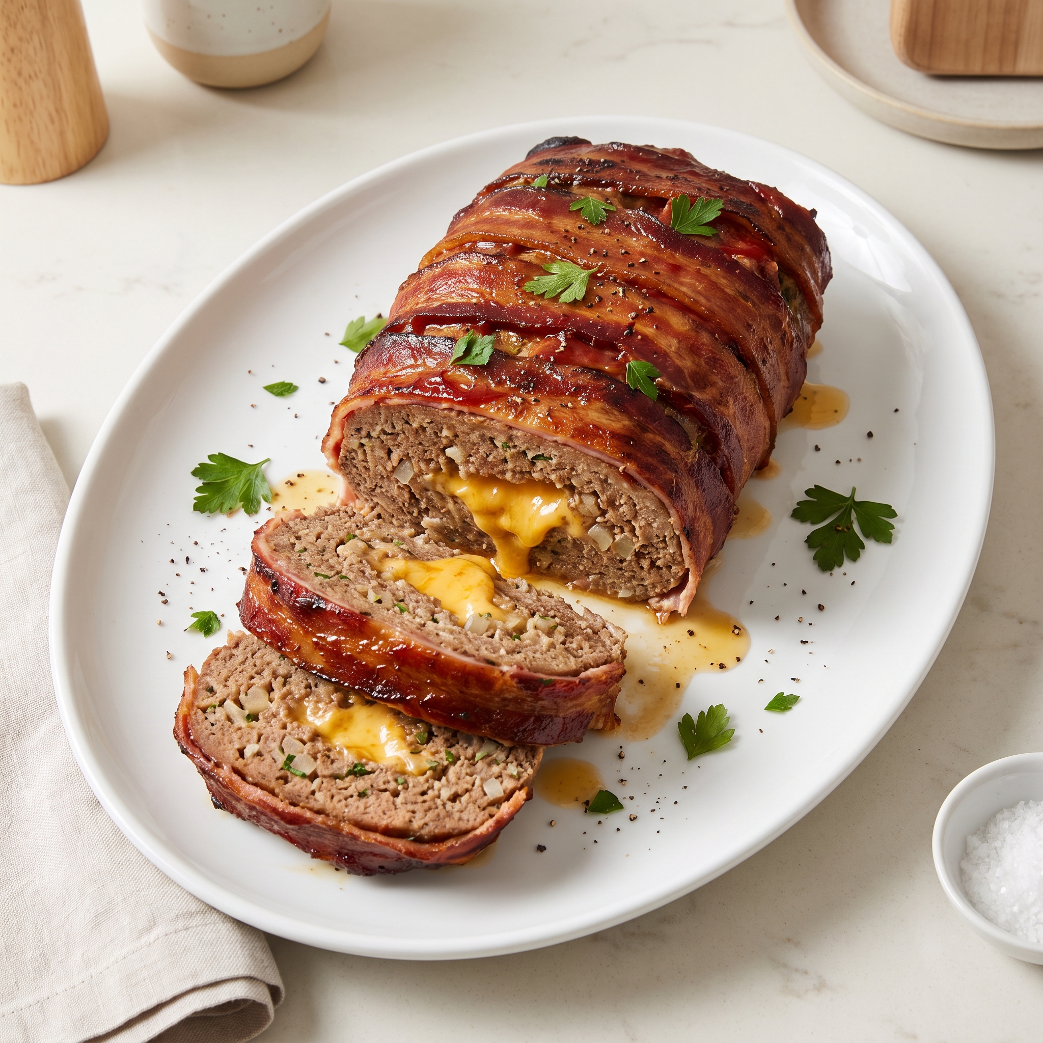Dad's Bacon-Wrapped Cheddar-Stuffed Meatloaf
