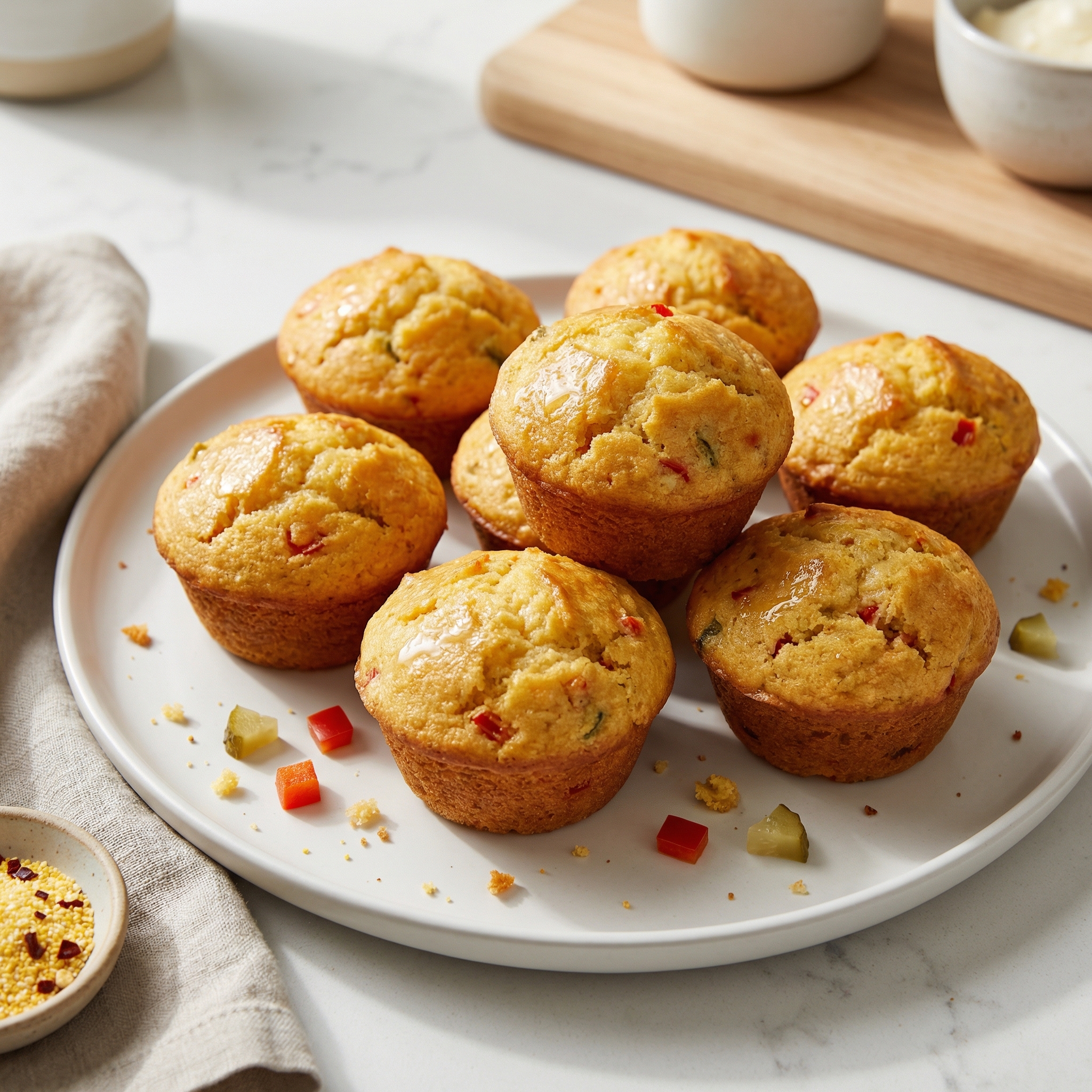 Tangy Dill Pickle Cornbread Muffins
