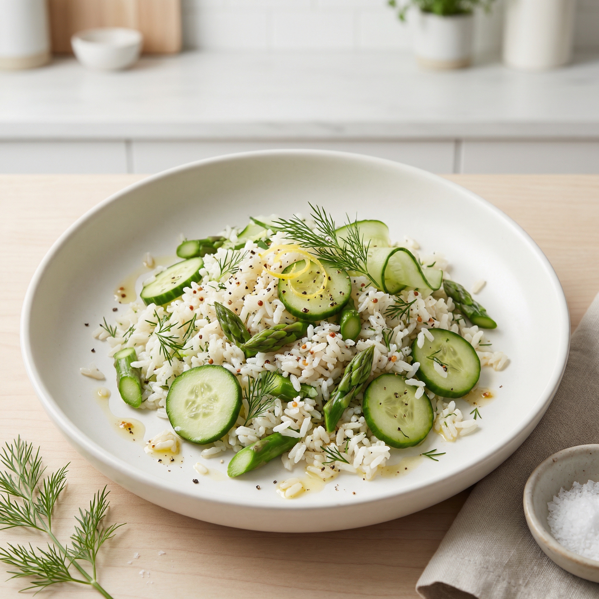 Asparagus, Cucumber and Rice Salad
