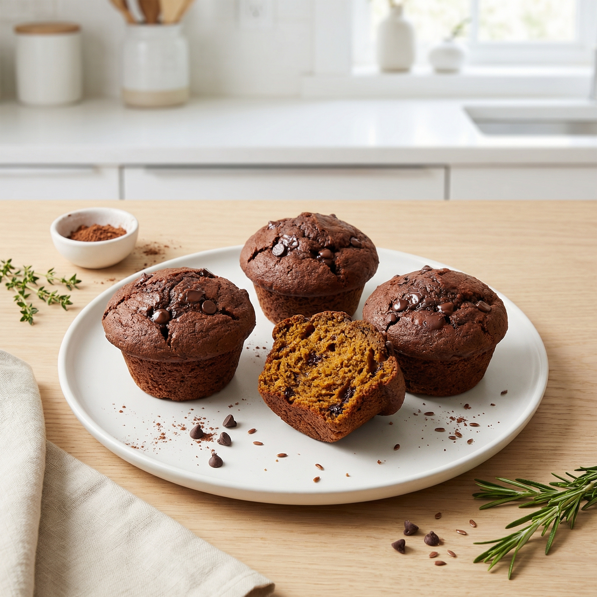 Rich Double-Chocolate Whole Grain Muffins
