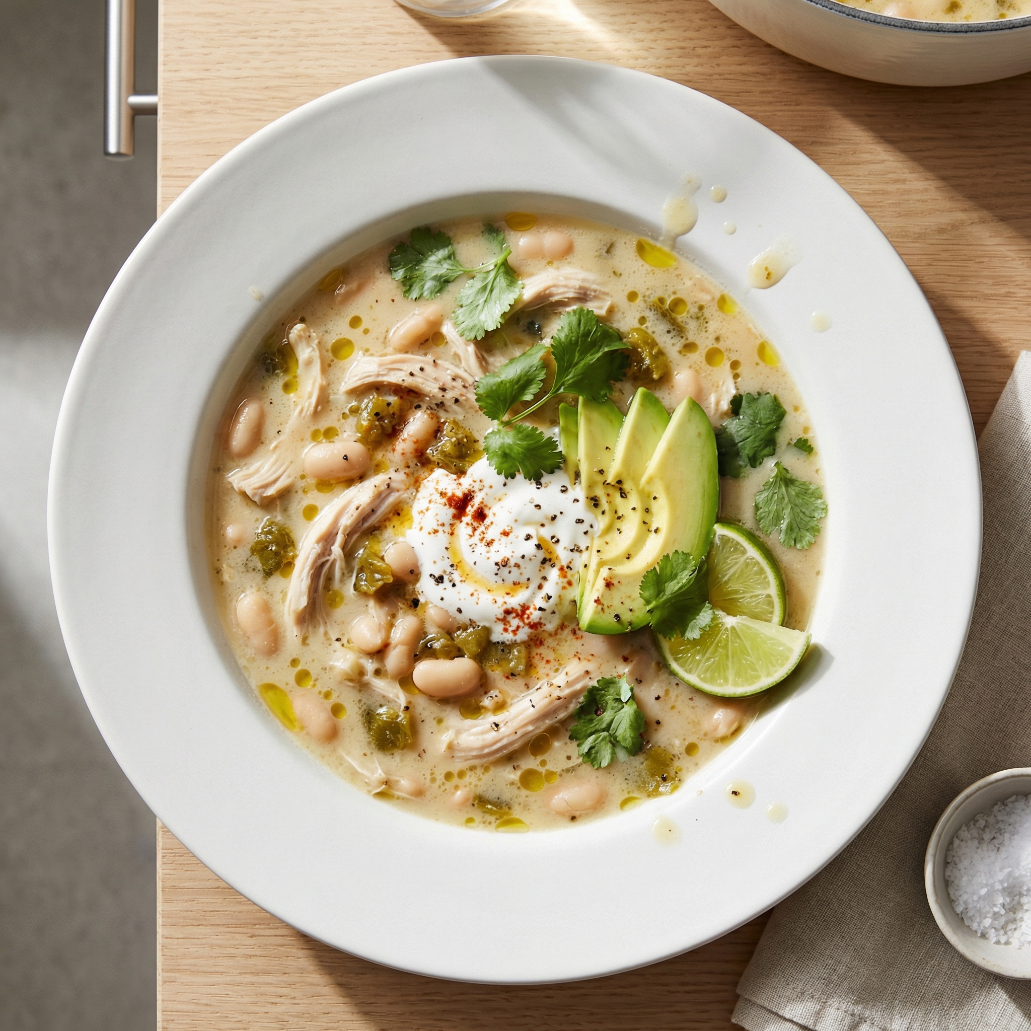 White Chicken Chili in a Dutch Oven