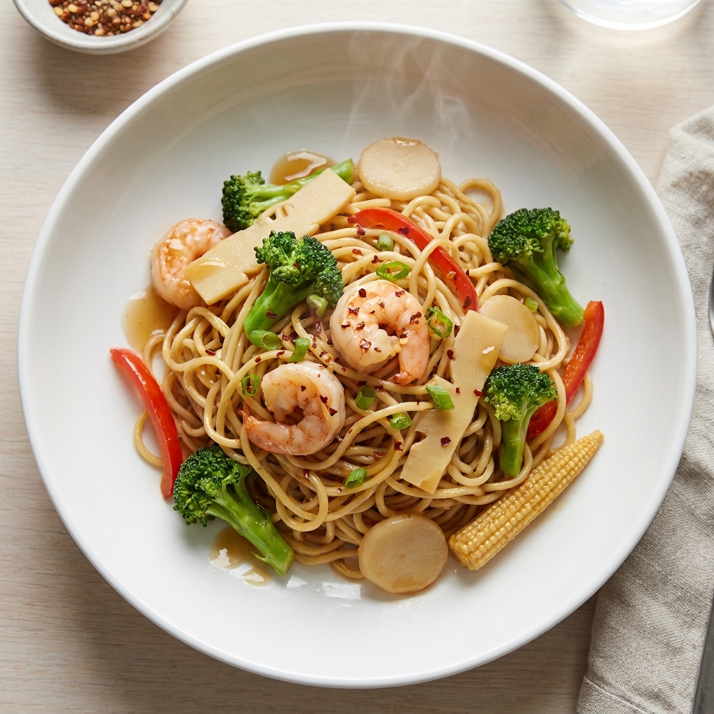 Egg Noodle Shrimp Stir-Fry