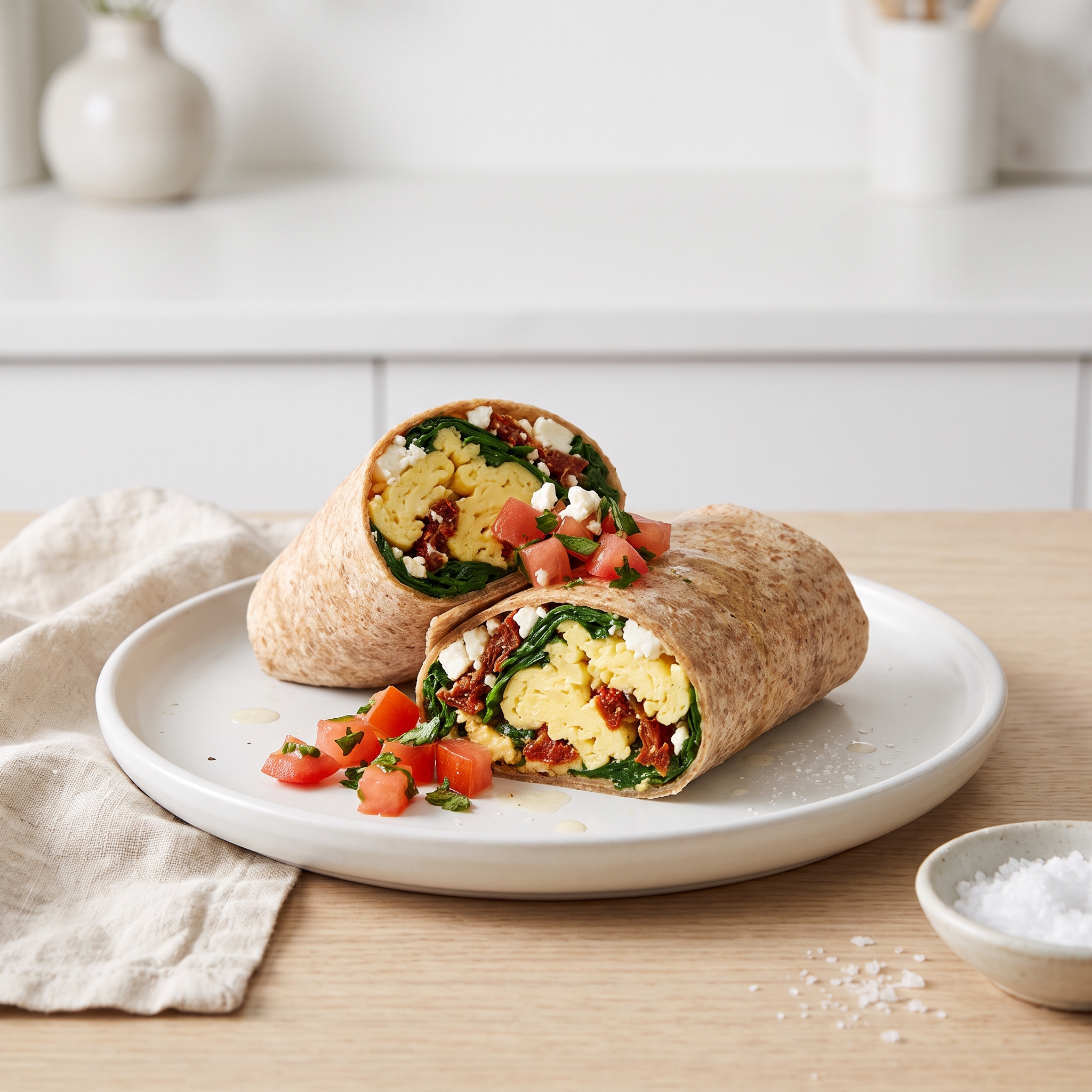 Egg, Spinach & Feta Breakfast Wrap