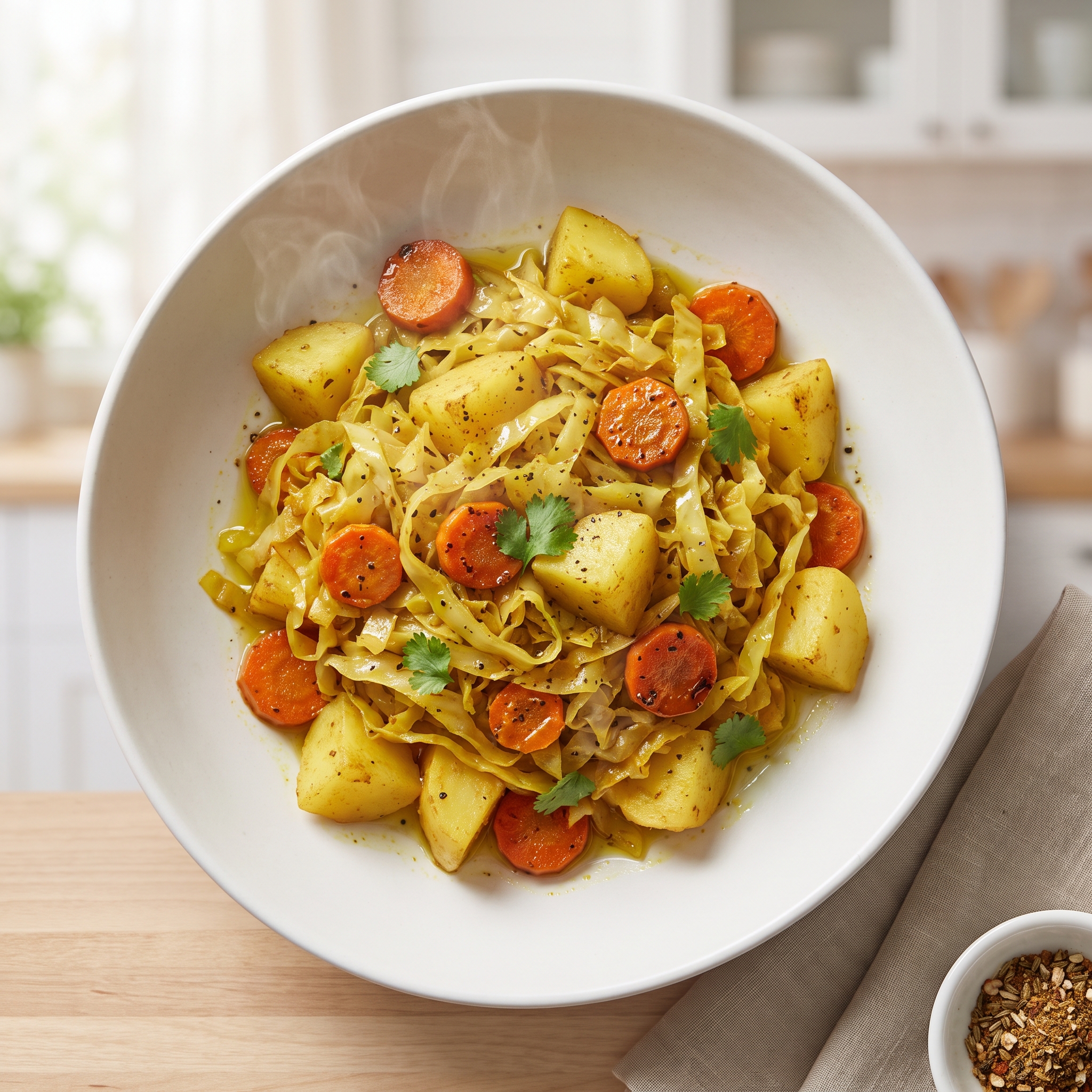 Ethiopian-Style Cabbage with Carrots and Potatoes