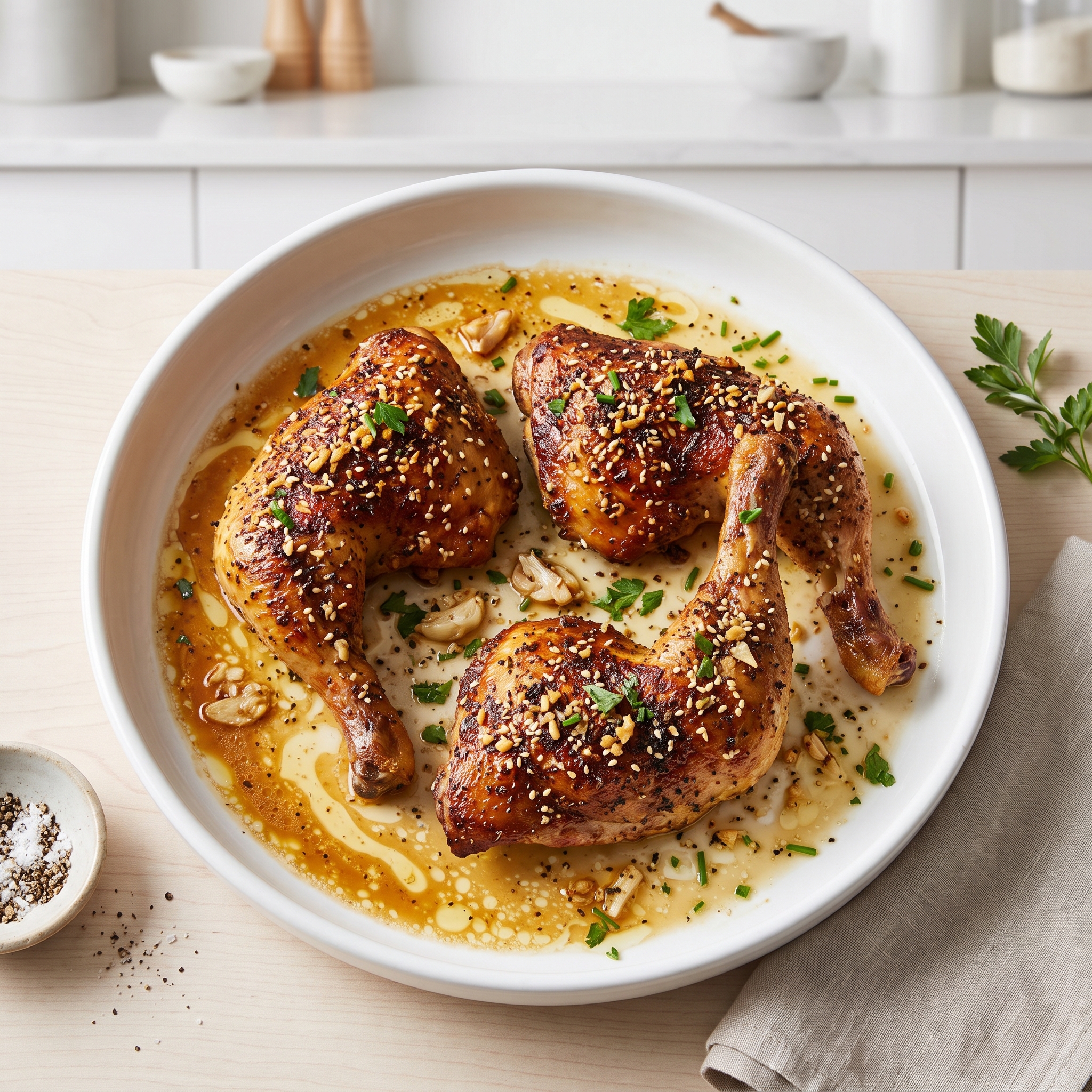 Everything Bagel–Spiced Roast Chicken Quarters