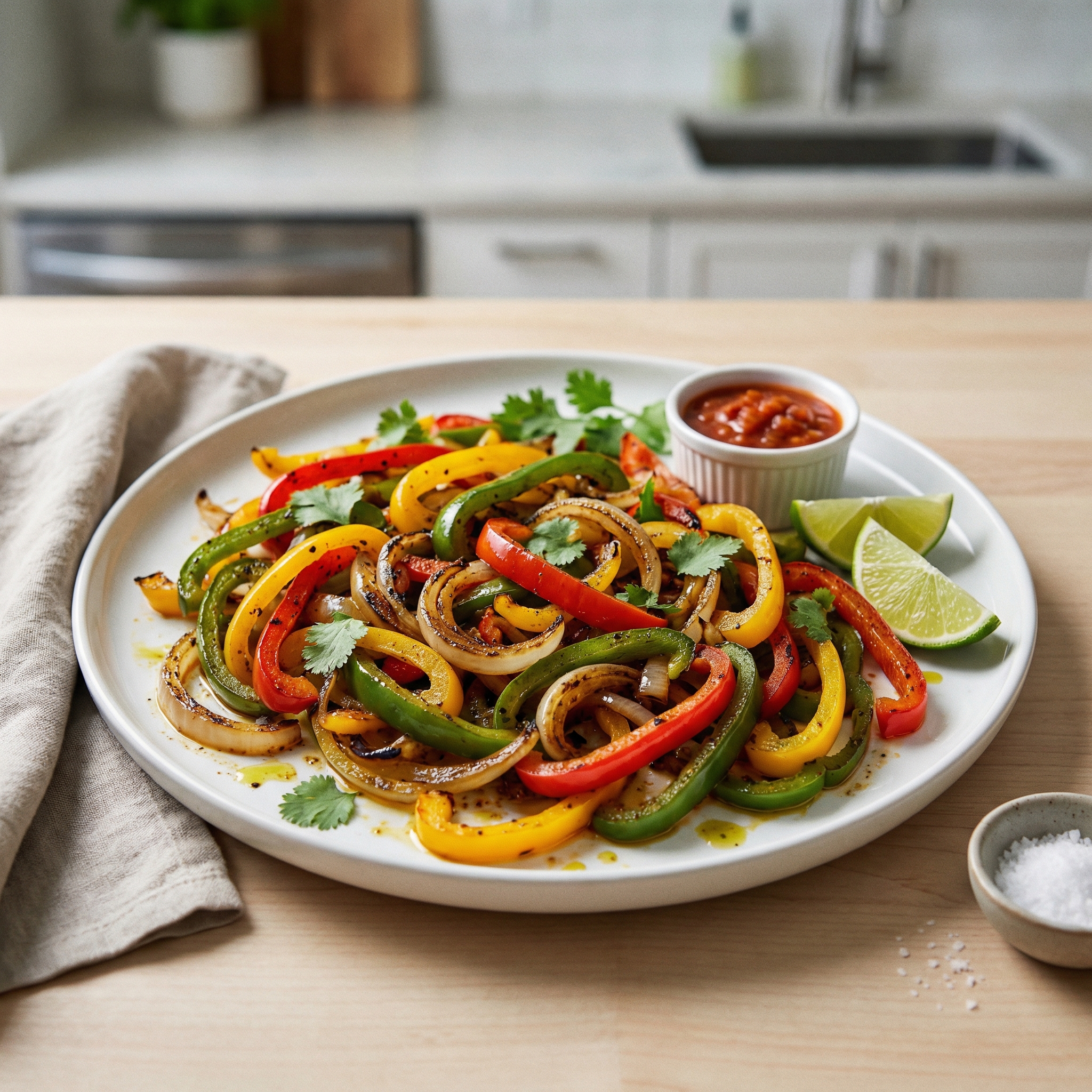 Fajita-Style Pepper and Onion Stir-Fry with Lime and Cilantro