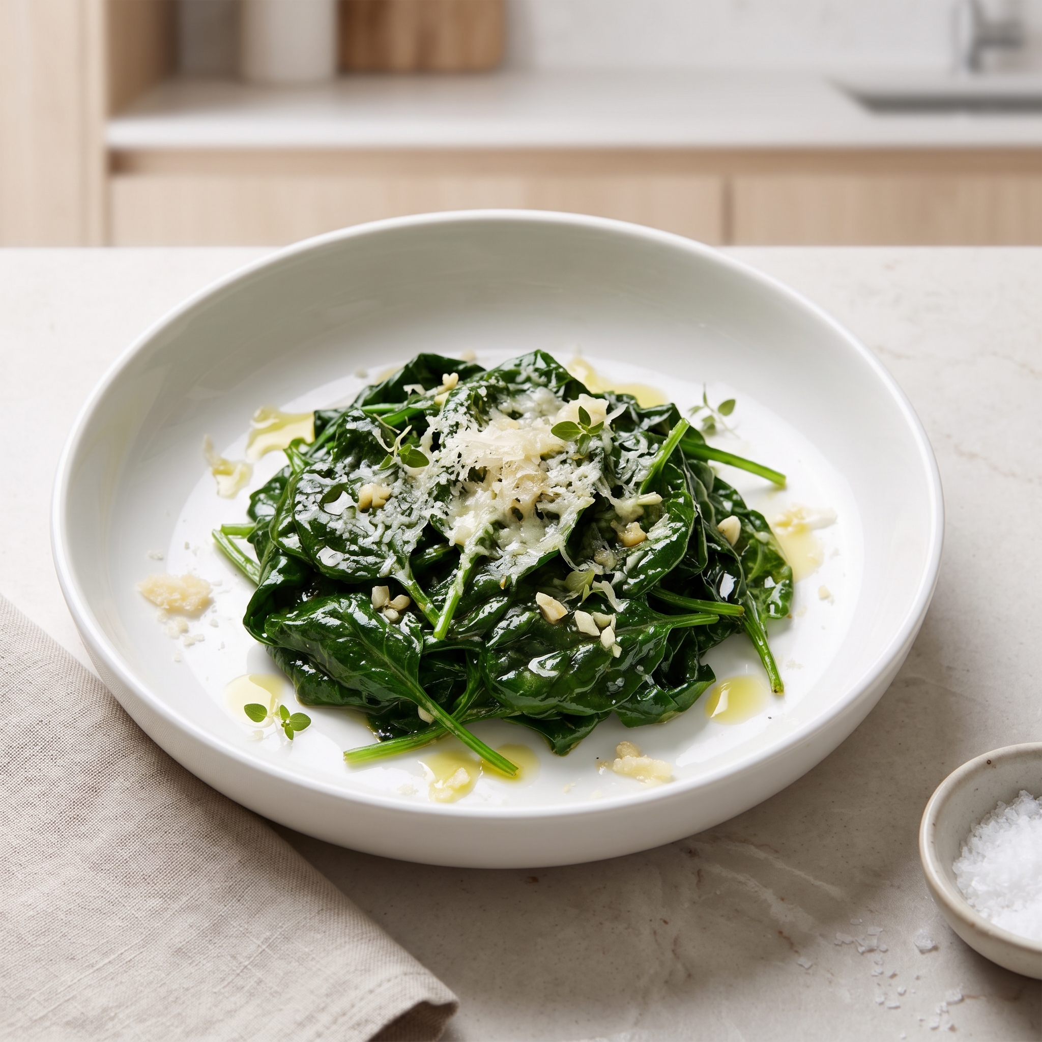 Fast Skillet Spinach with Parmesan