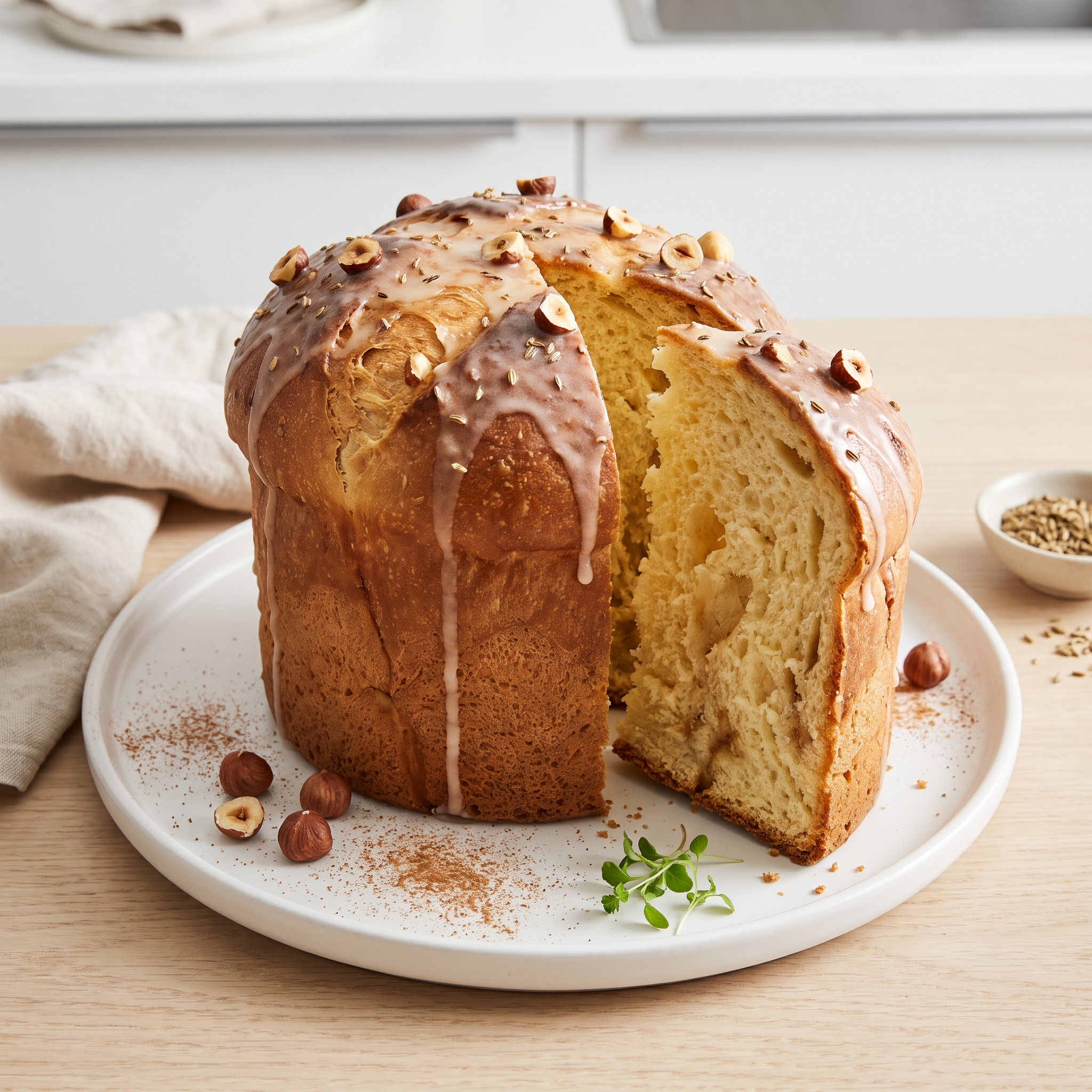 Festive Italian Holiday Loaf with Eggnog Icing