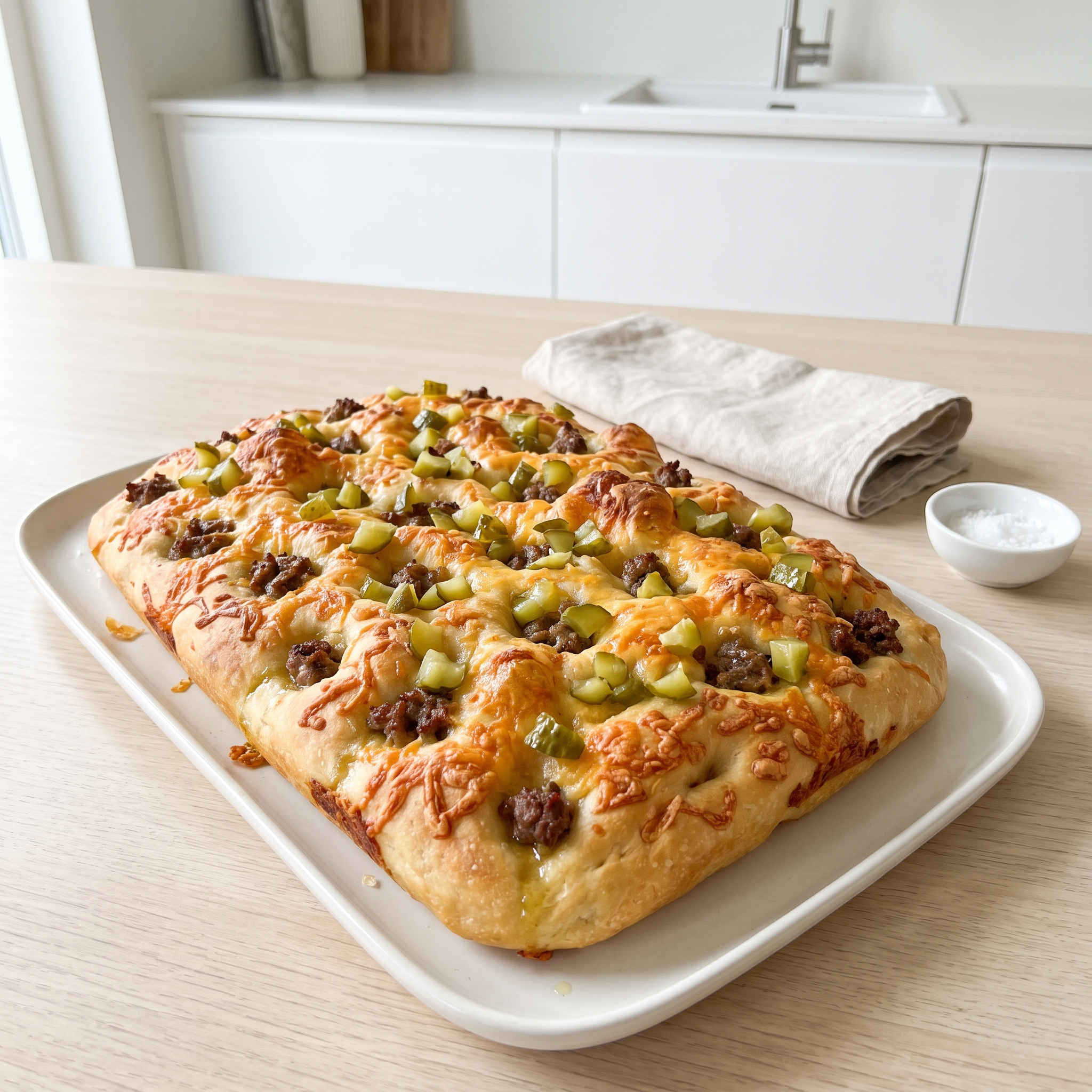 Focaccia Cheeseburger Bake