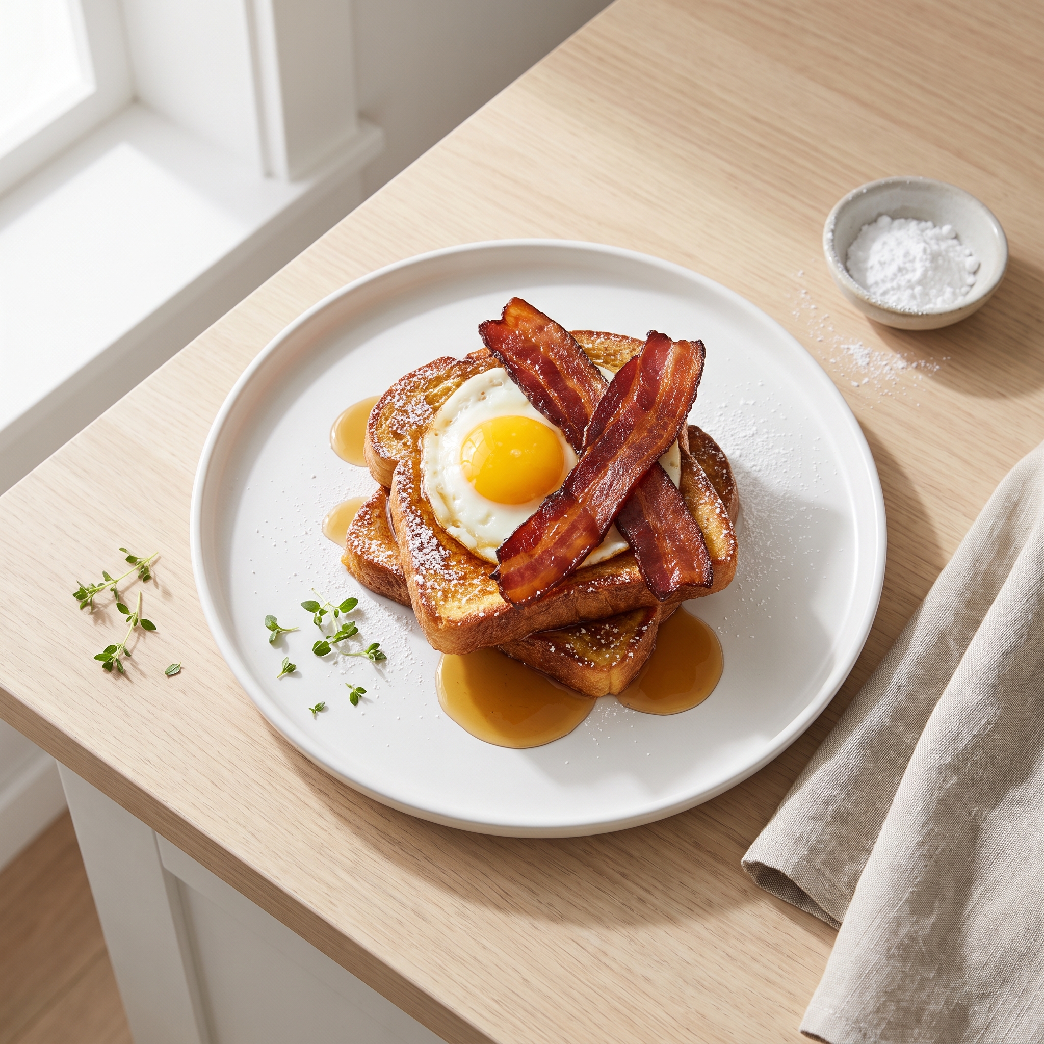 French Bacon and Egg Toast Sandwich