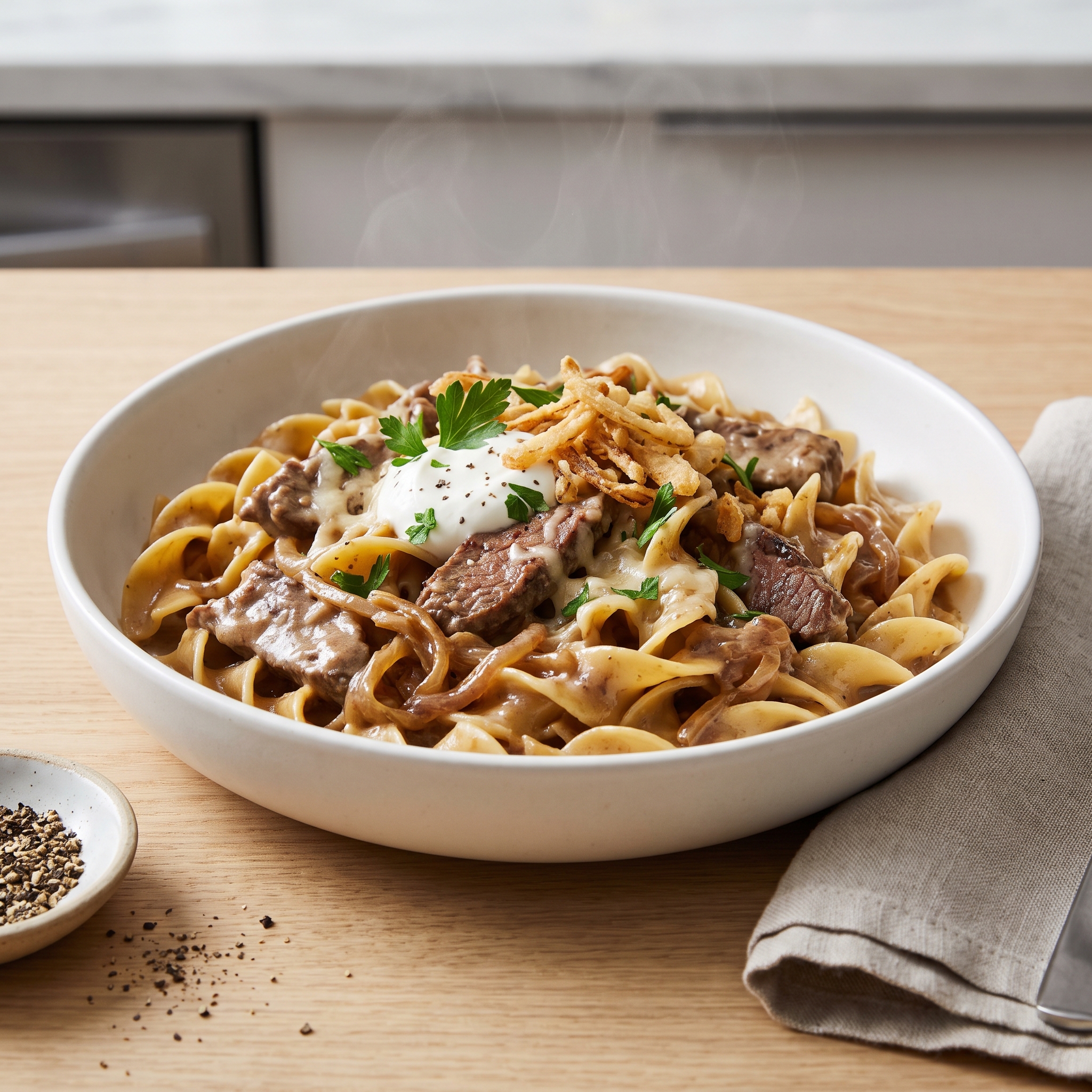 French Onion Beef and Noodles
