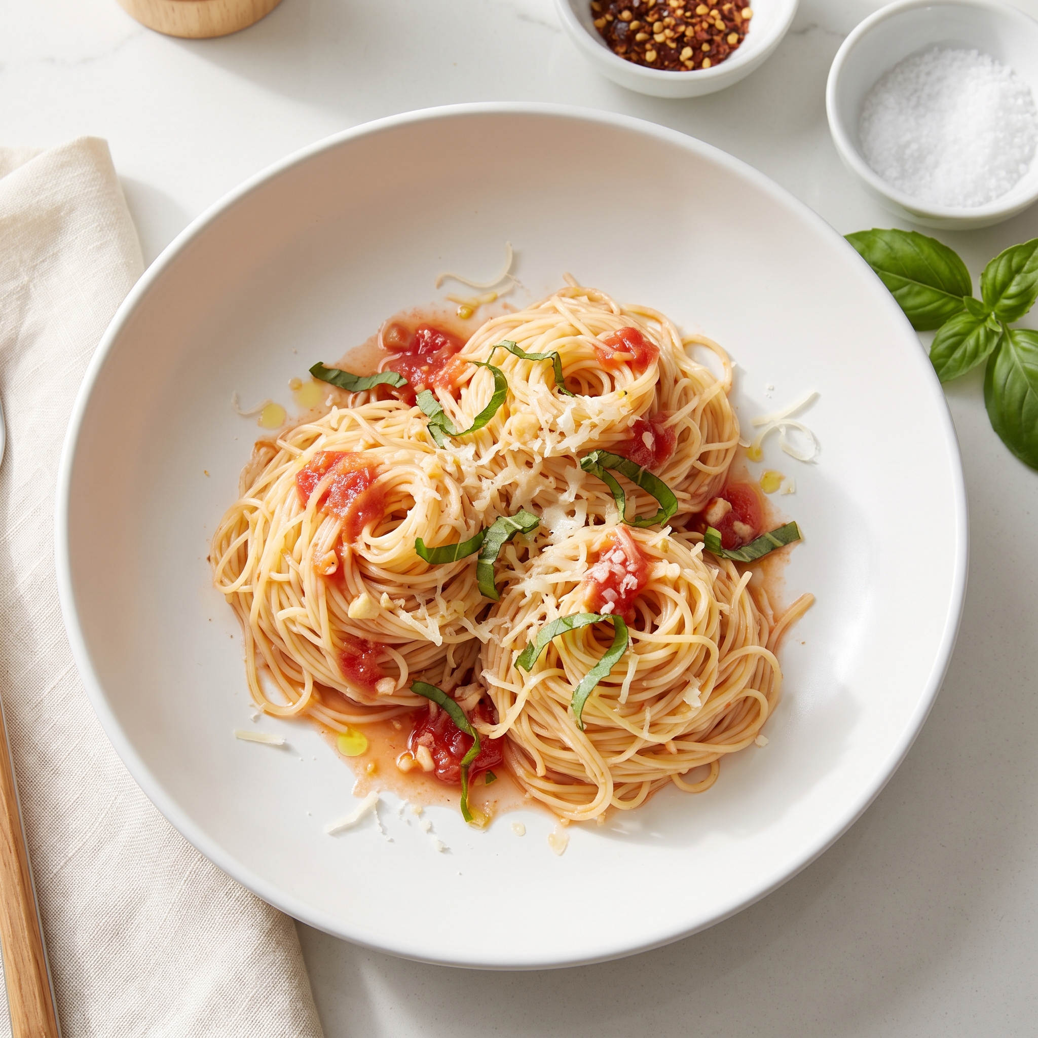 Garlic-Tomato Angel Hair Pasta